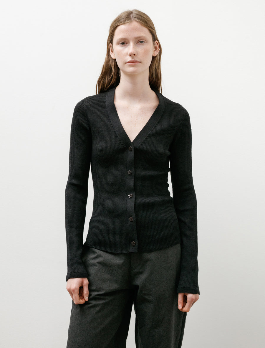 Folke Cardigan with Frill Charcoal - Image 1
