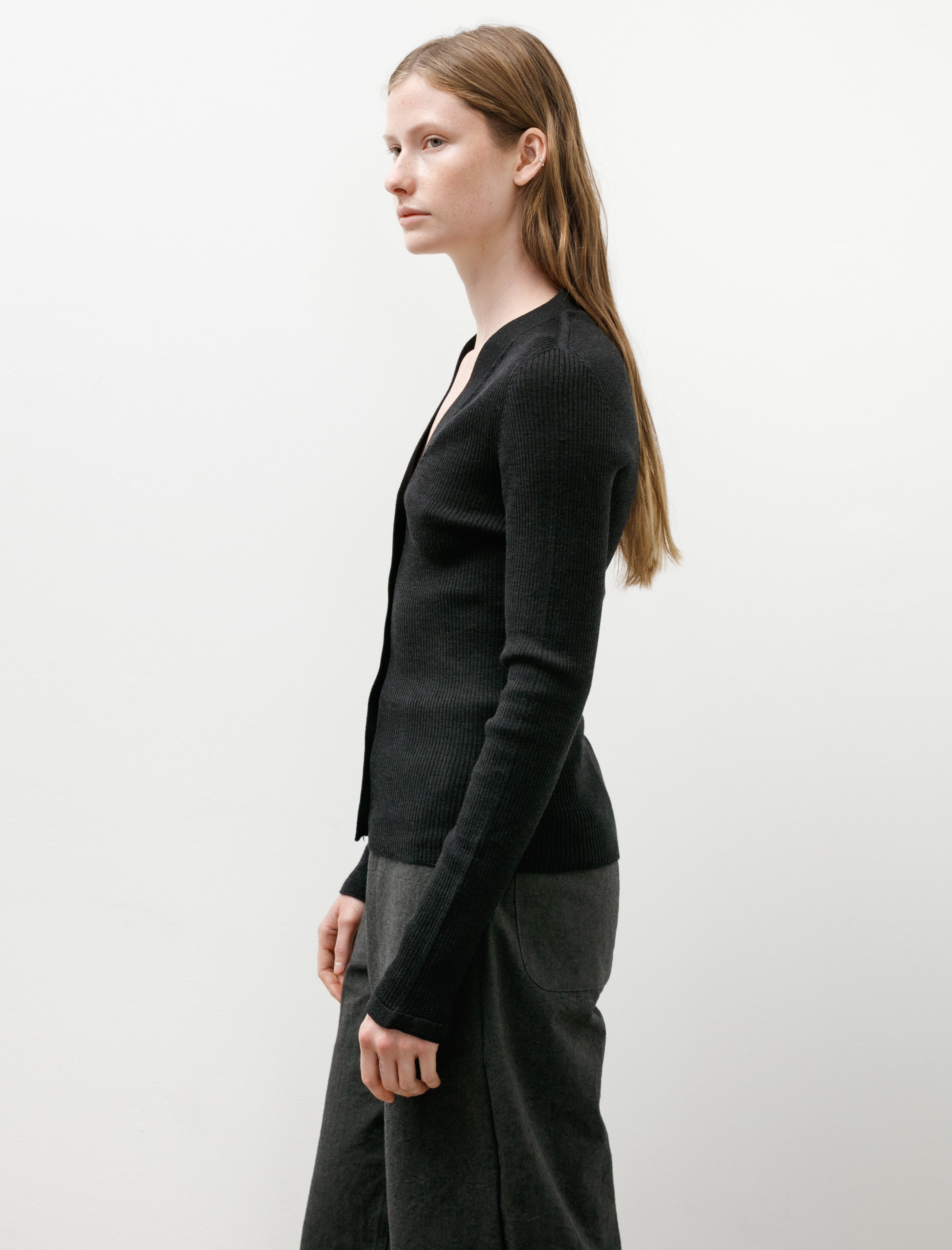 Cecilie Bahnsen Folke Cardigan with Frill Charcoal