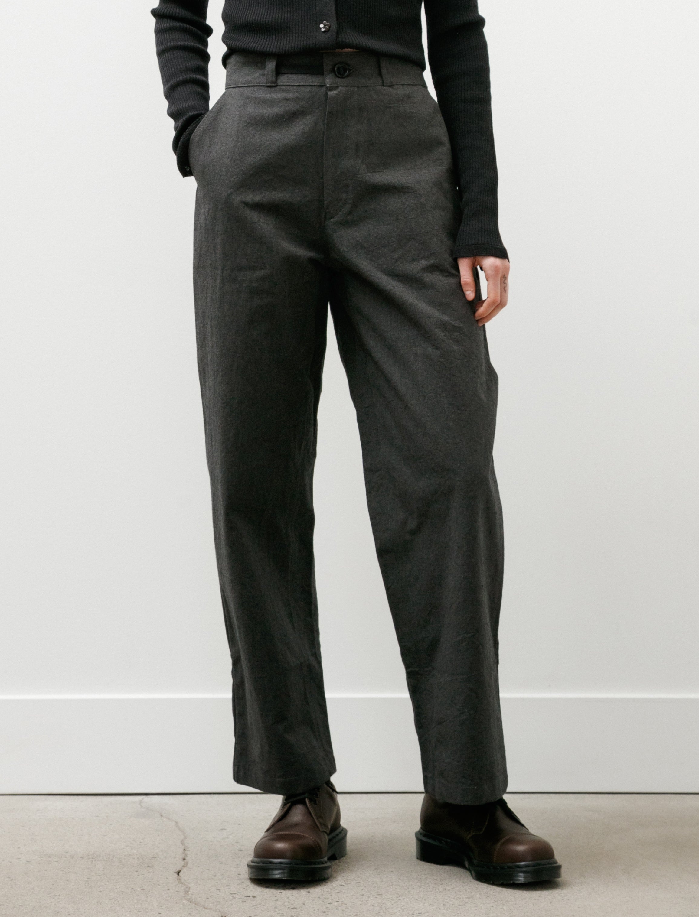 MAN-TLE WR21 Pant-4 High-Wide Pants Granite Wool