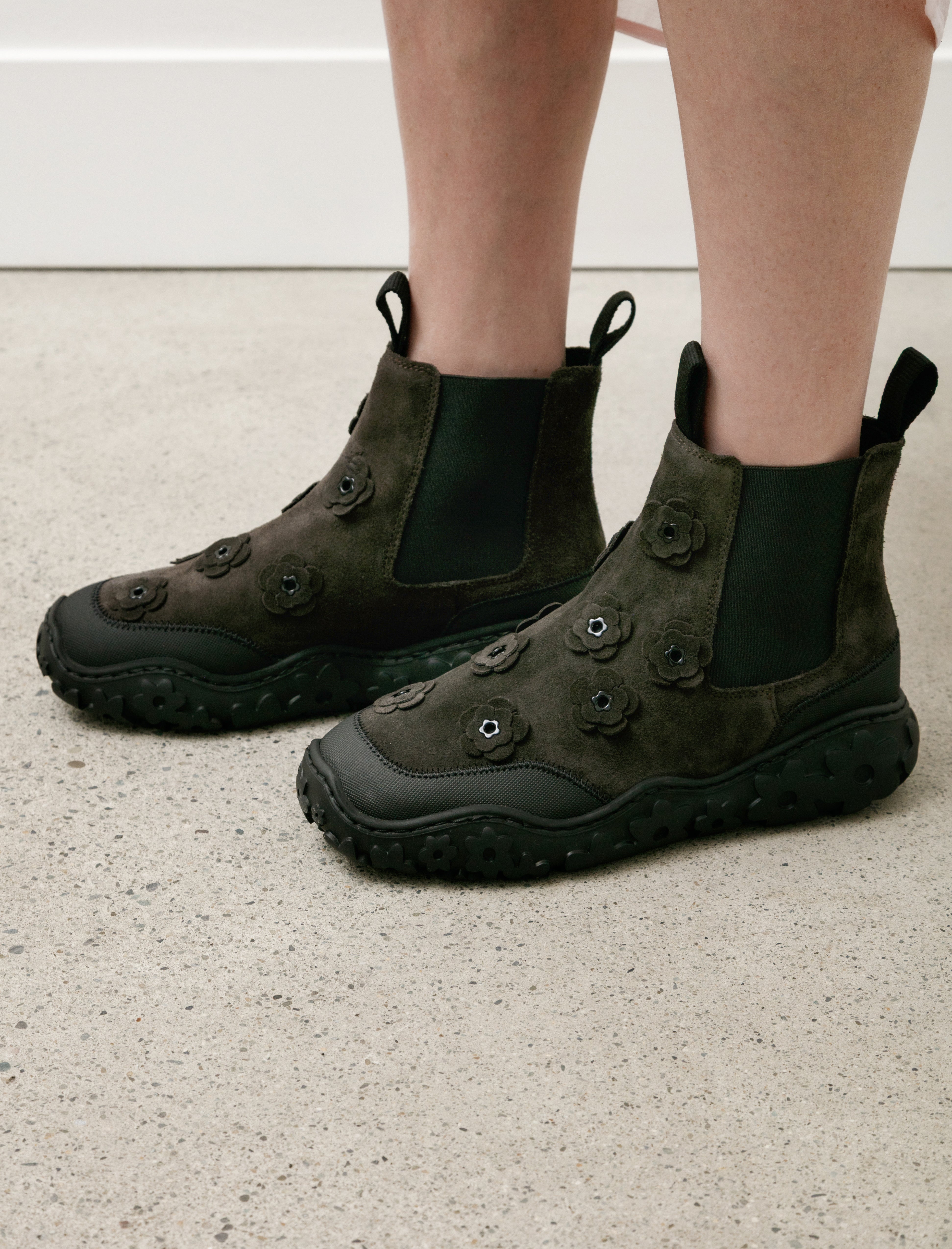 Cecilie Bahnsen Blanca Flora Suede Boots Brown