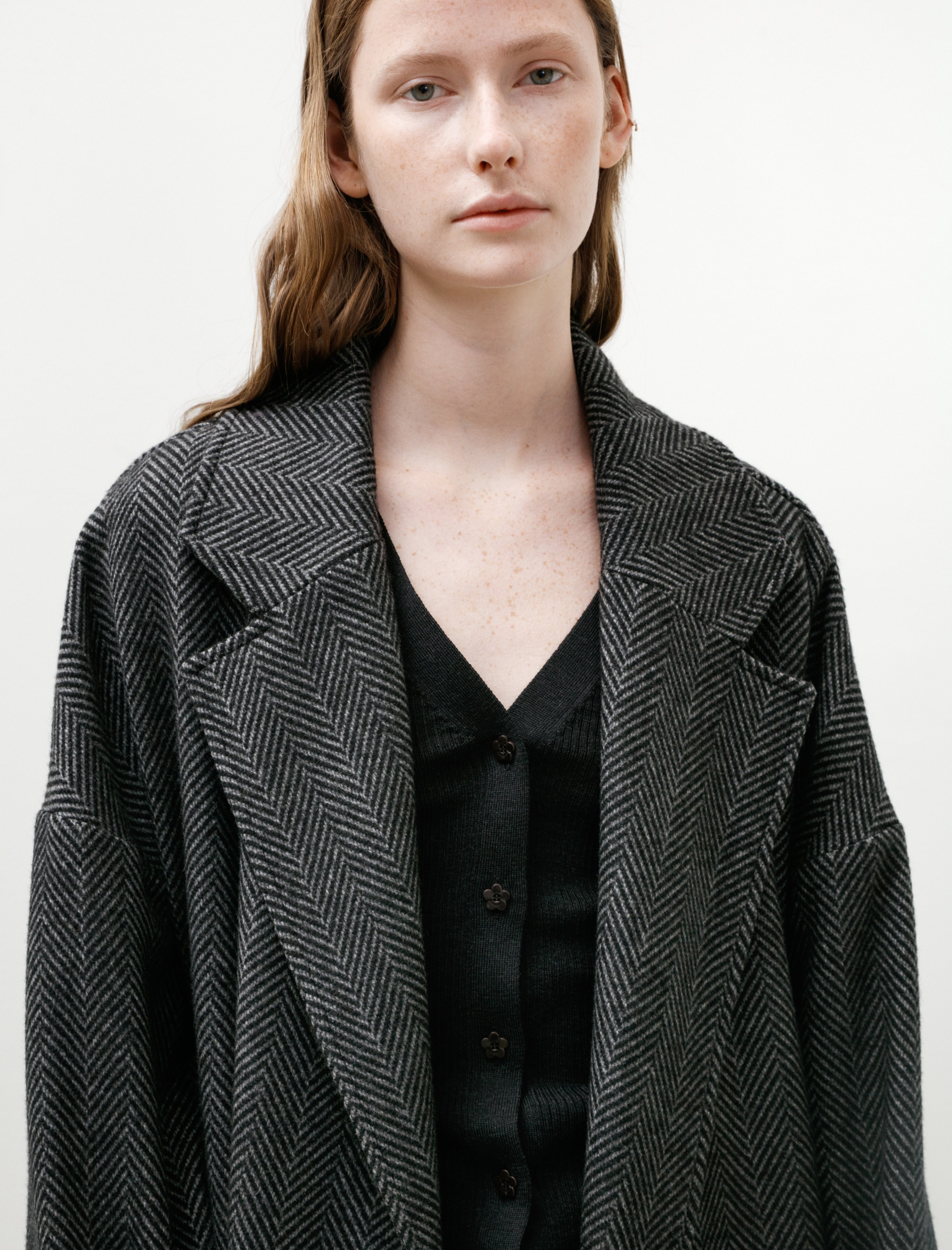 Dusan Oversized Coat Cashmere Herringbone Charcoal