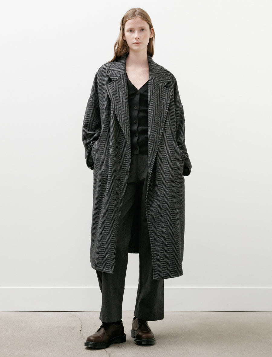 Oversized Coat Cashmere Herringbone Charcoal - Image 1