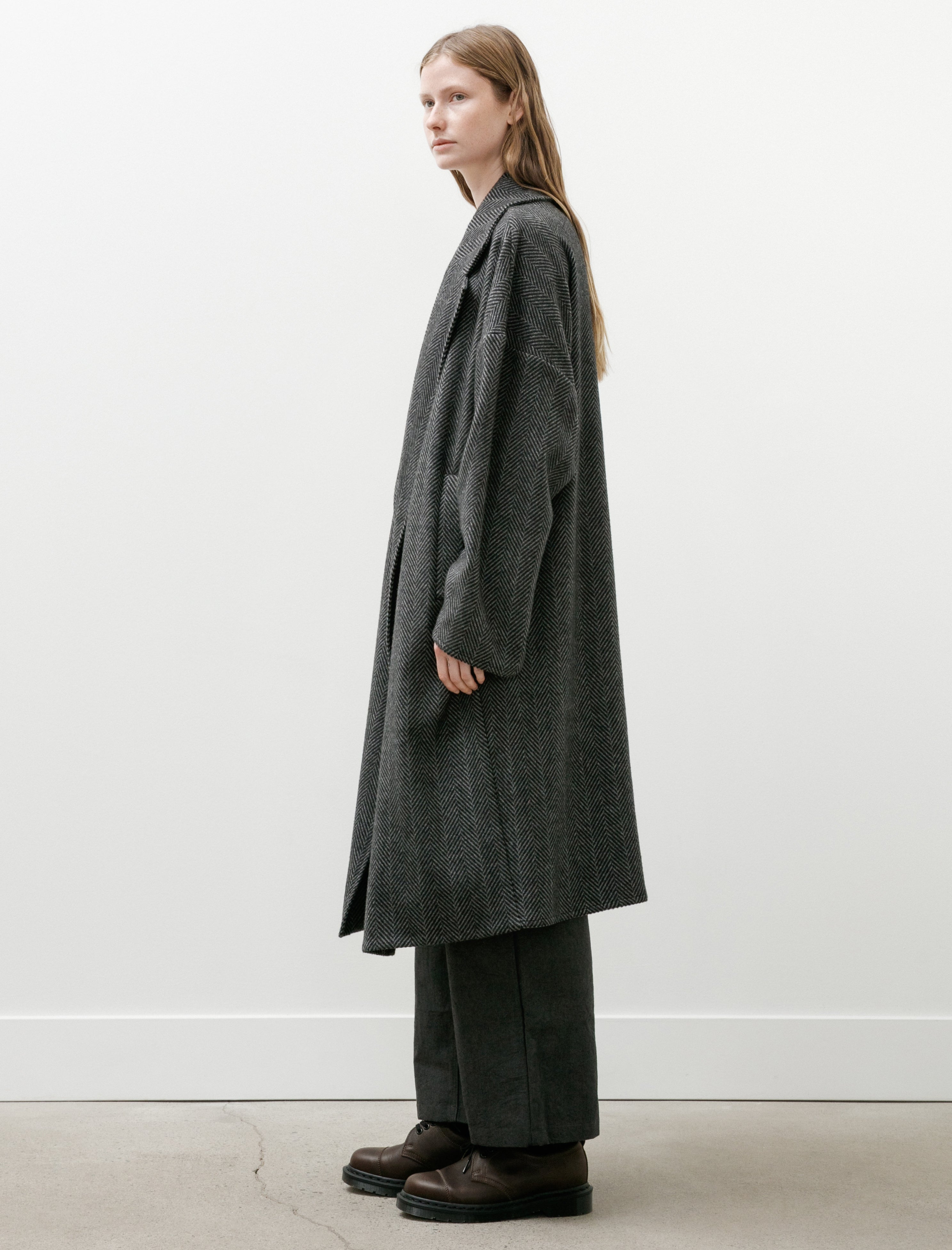 Dusan Oversized Coat Cashmere Herringbone Charcoal