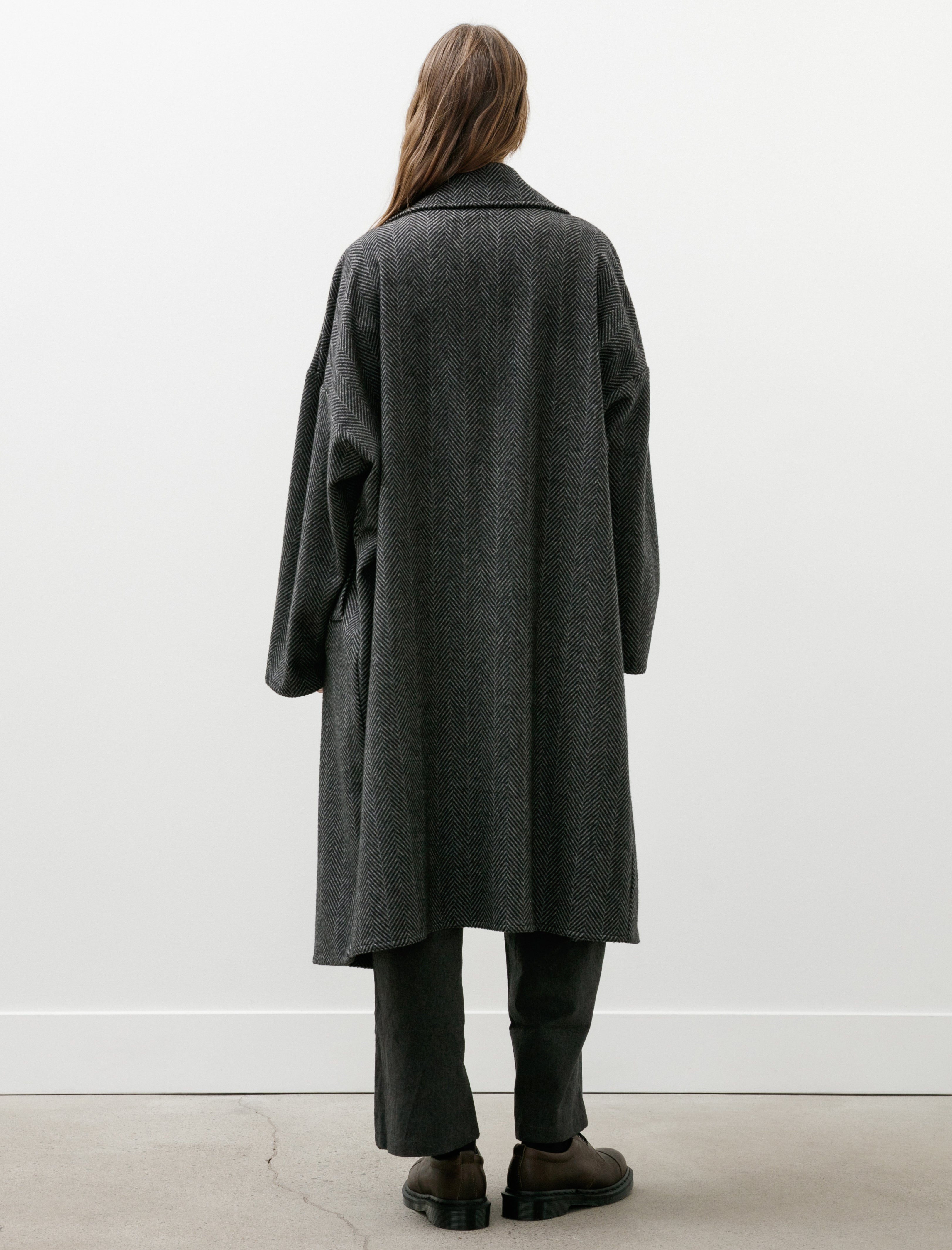 Dusan Oversized Coat Cashmere Herringbone Charcoal