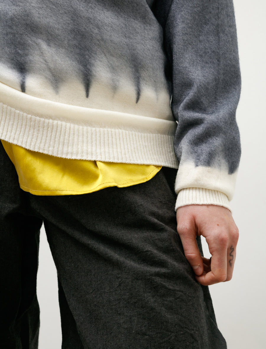Washable Merino Wool Crewneck Boushi Somewake Shibori Silver/Natural - Image 2