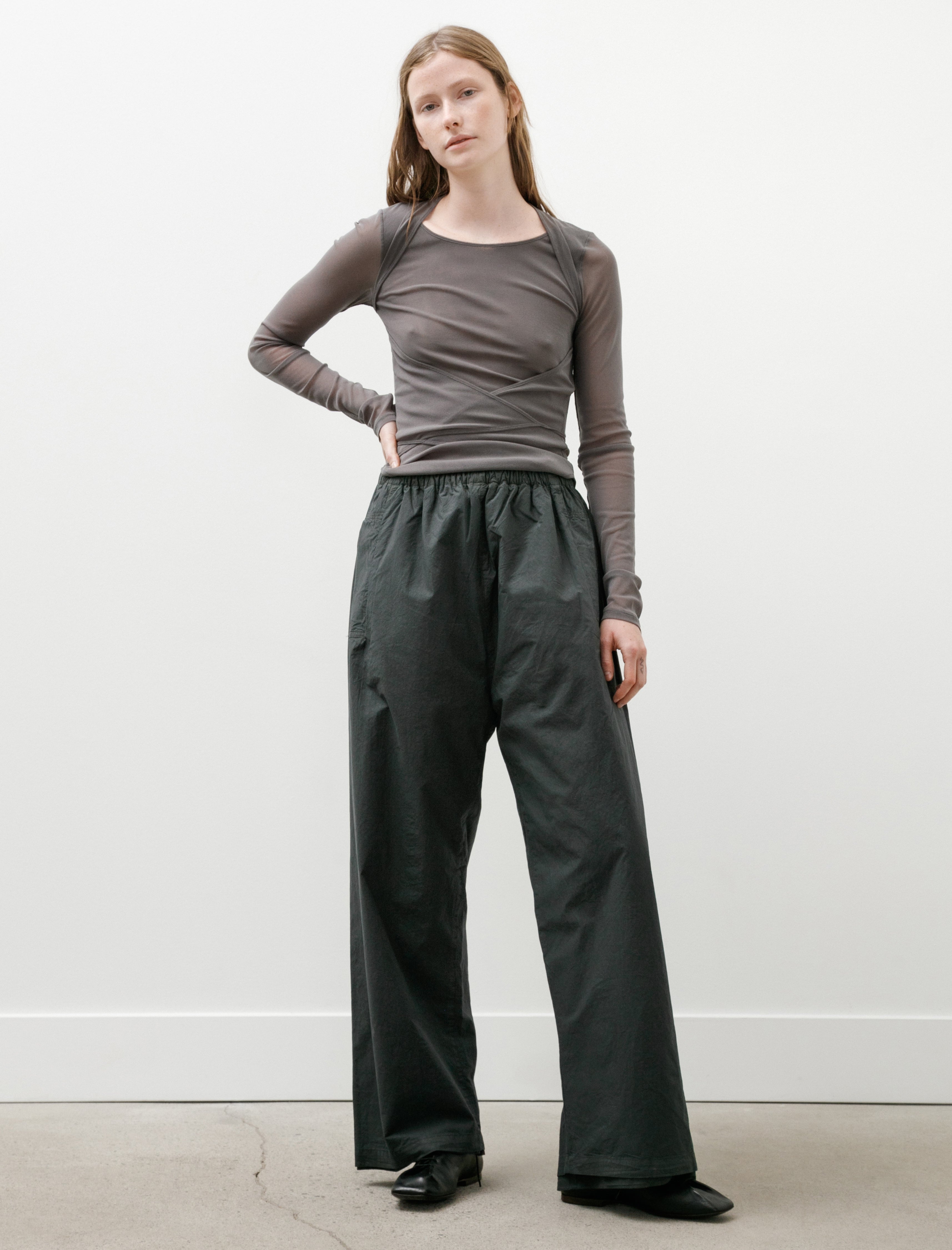 Gabriela Coll No.287 Poplin Double Flap Pocket Trousers Black