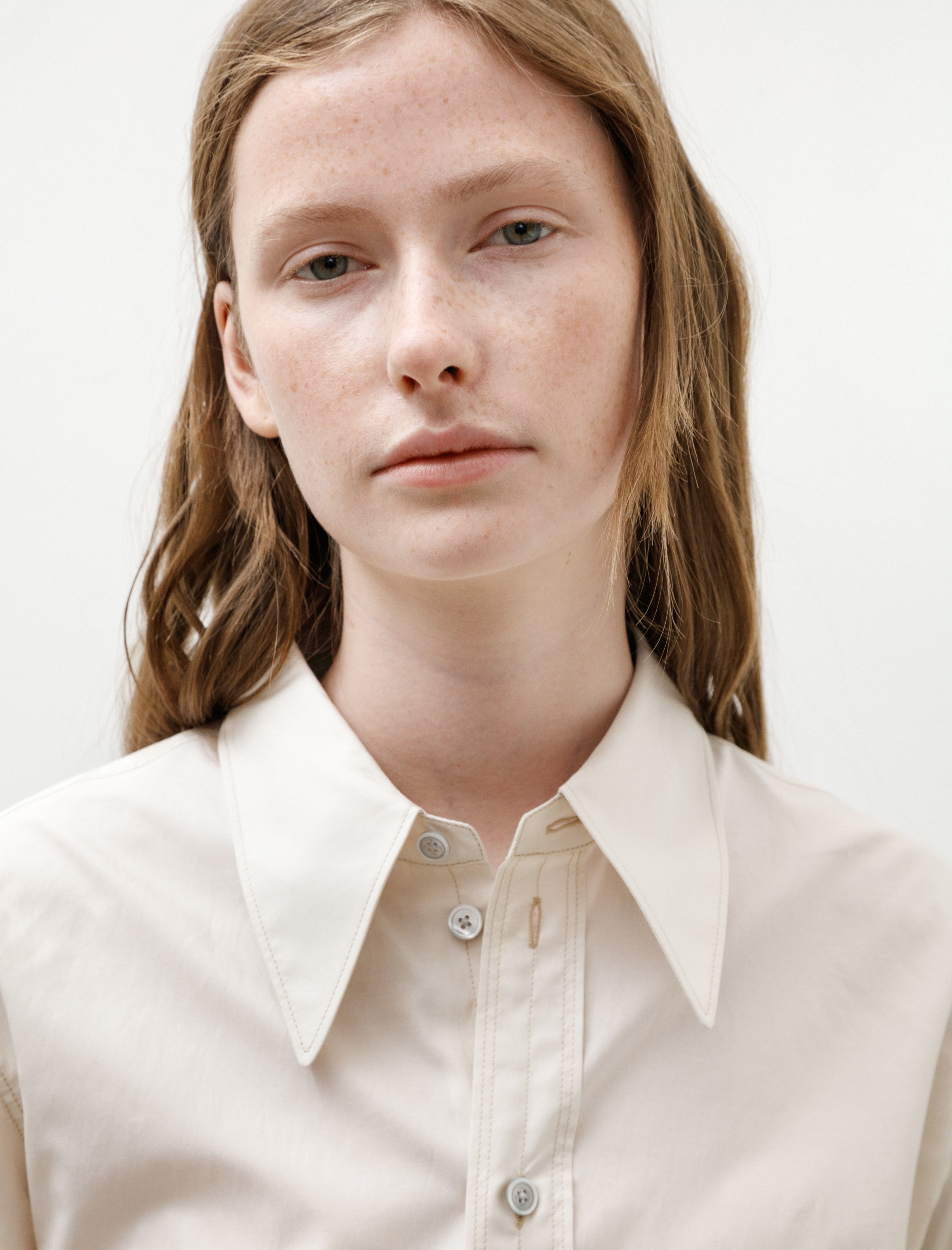 Lemaire Pointed Collar Shirt Light Cream