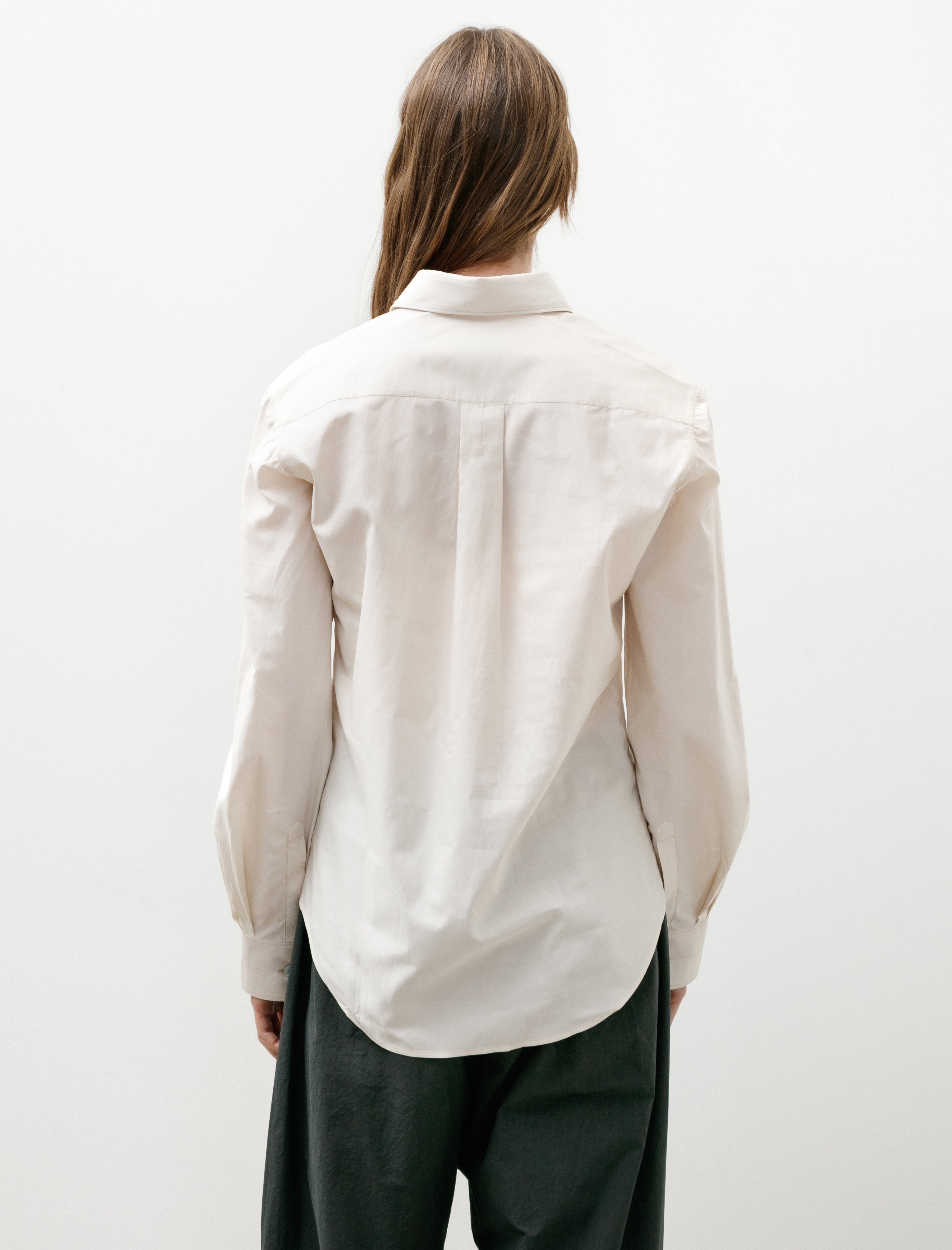 Lemaire Pointed Collar Shirt Light Cream