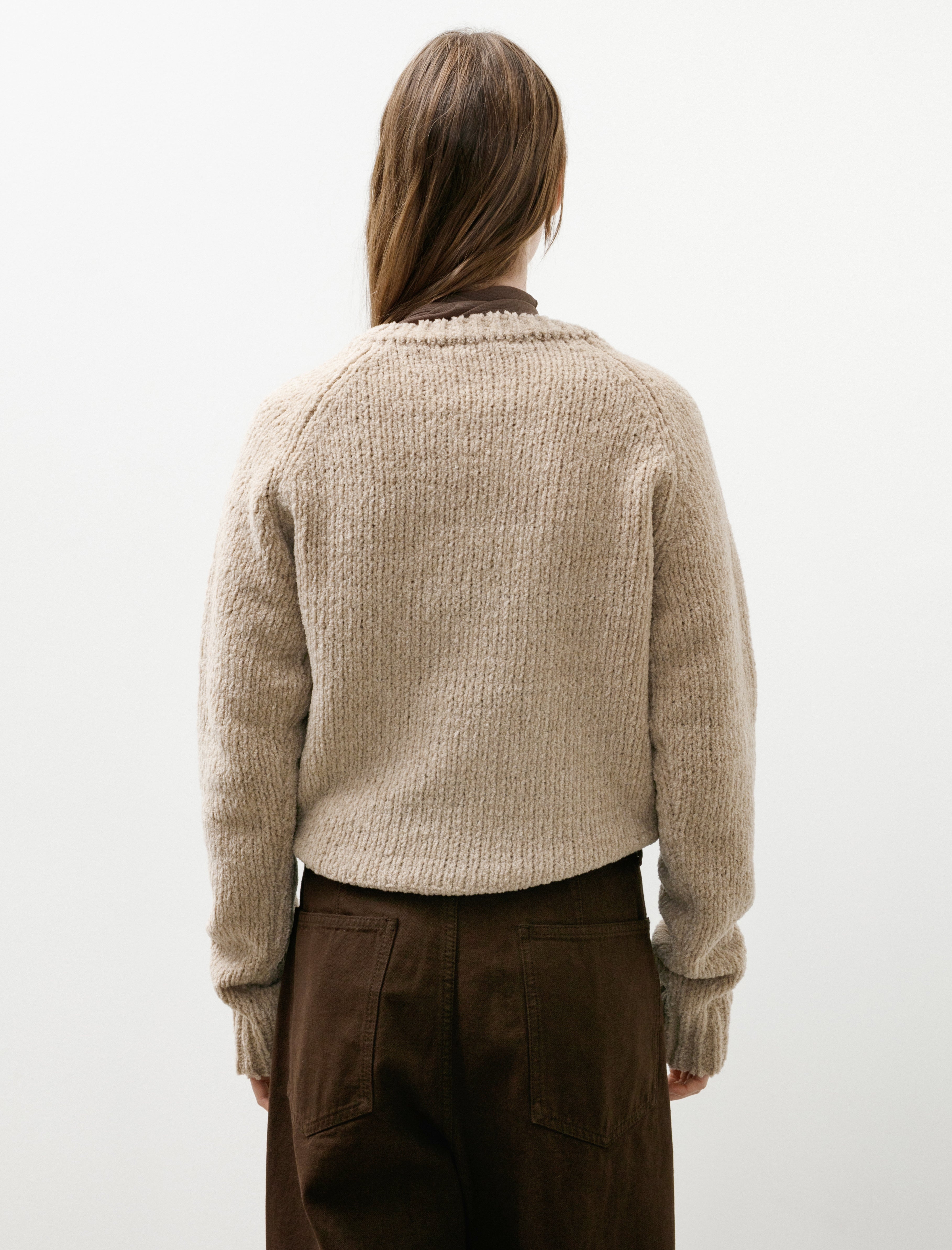 Auralee Cashmere Chenille Knit Pullover Beige