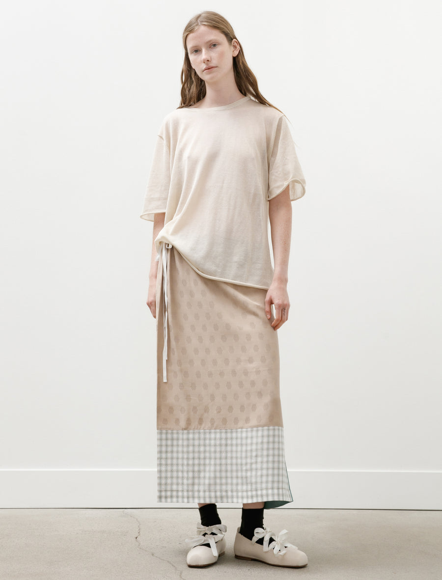 Patched Silk Skirt Beige/Green - Image 1