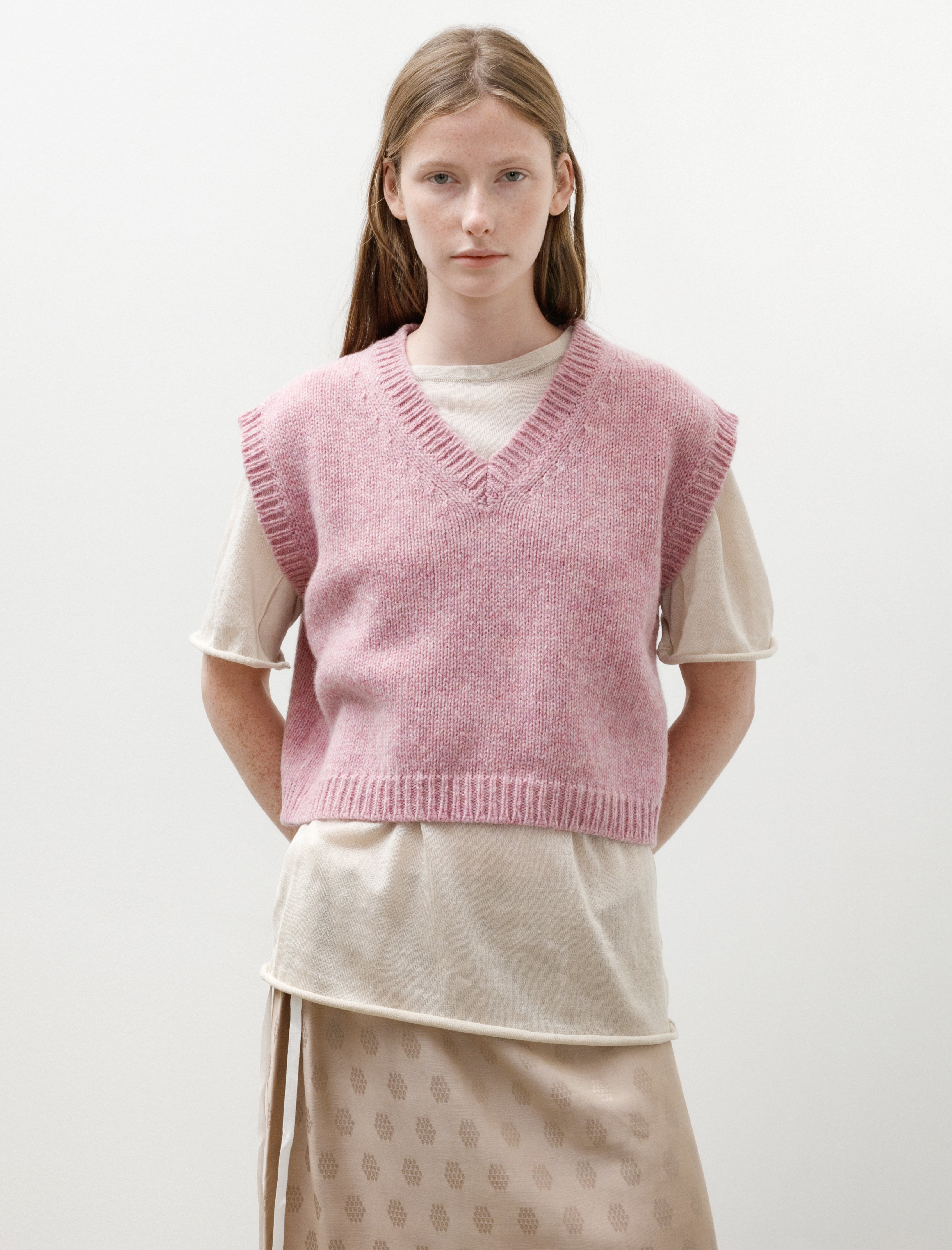 Cristaseya Cropped Shetland Gilet Pink