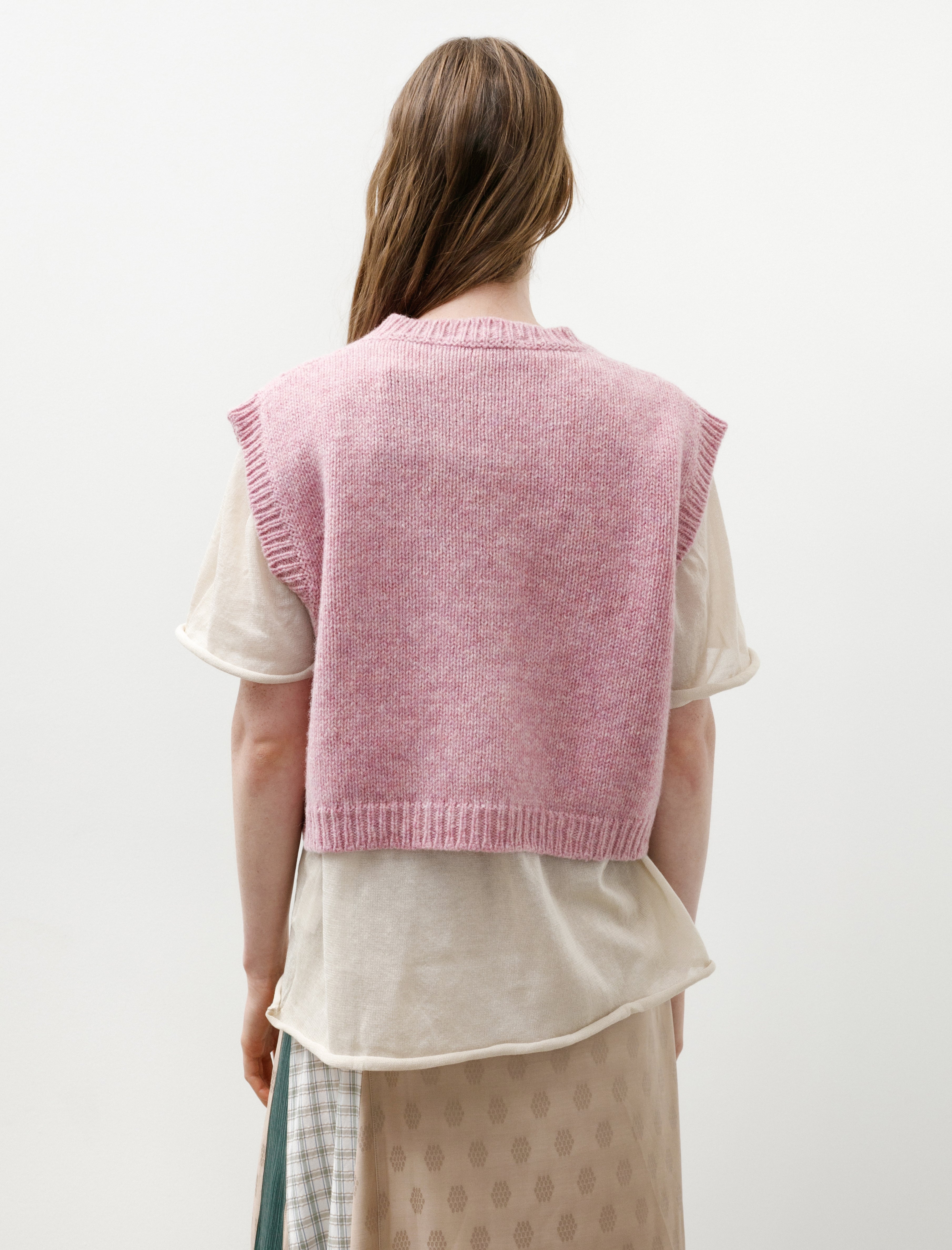 Cristaseya Cropped Shetland Gilet Pink