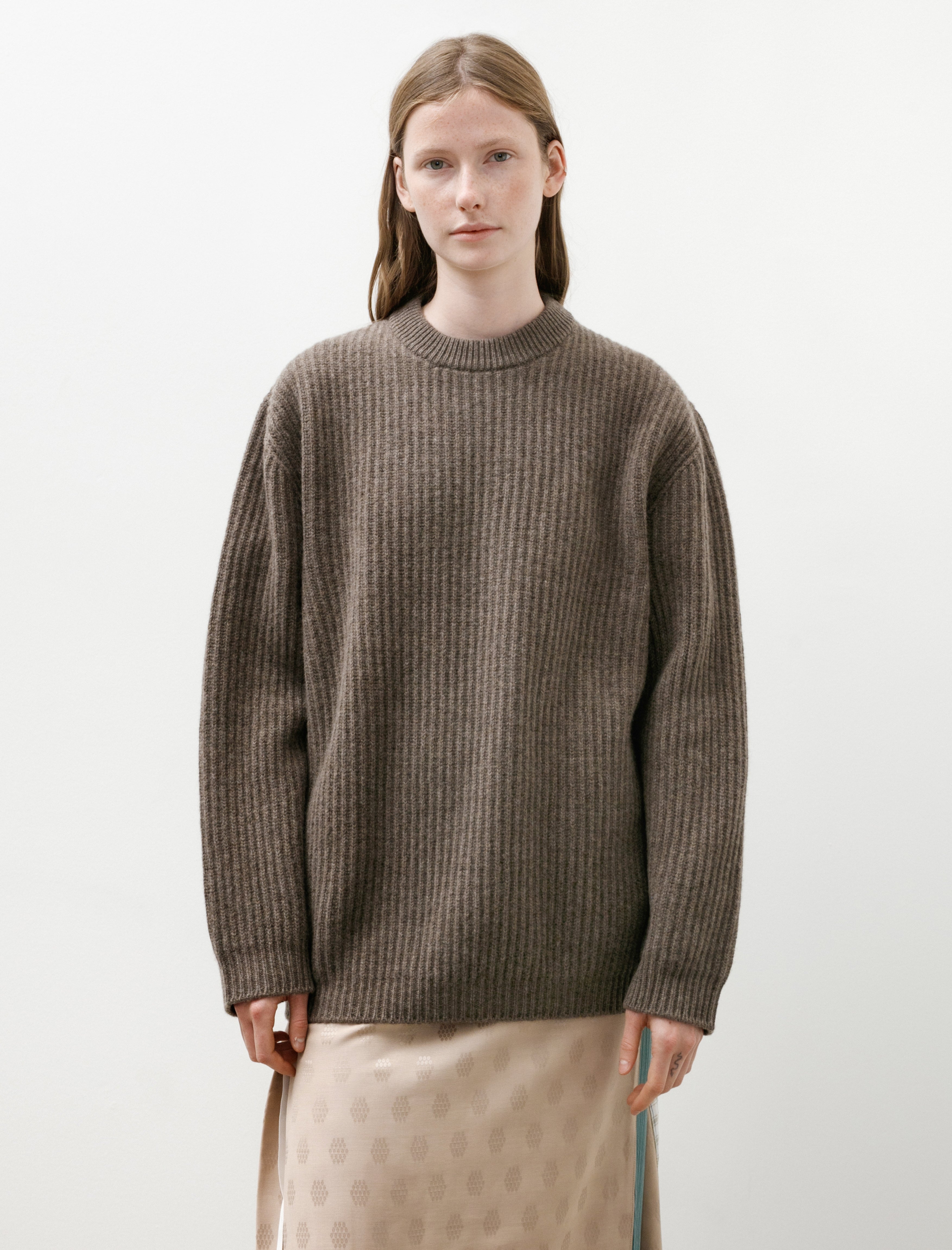 Cristaseya Ribbed Flannel Sweater Brown