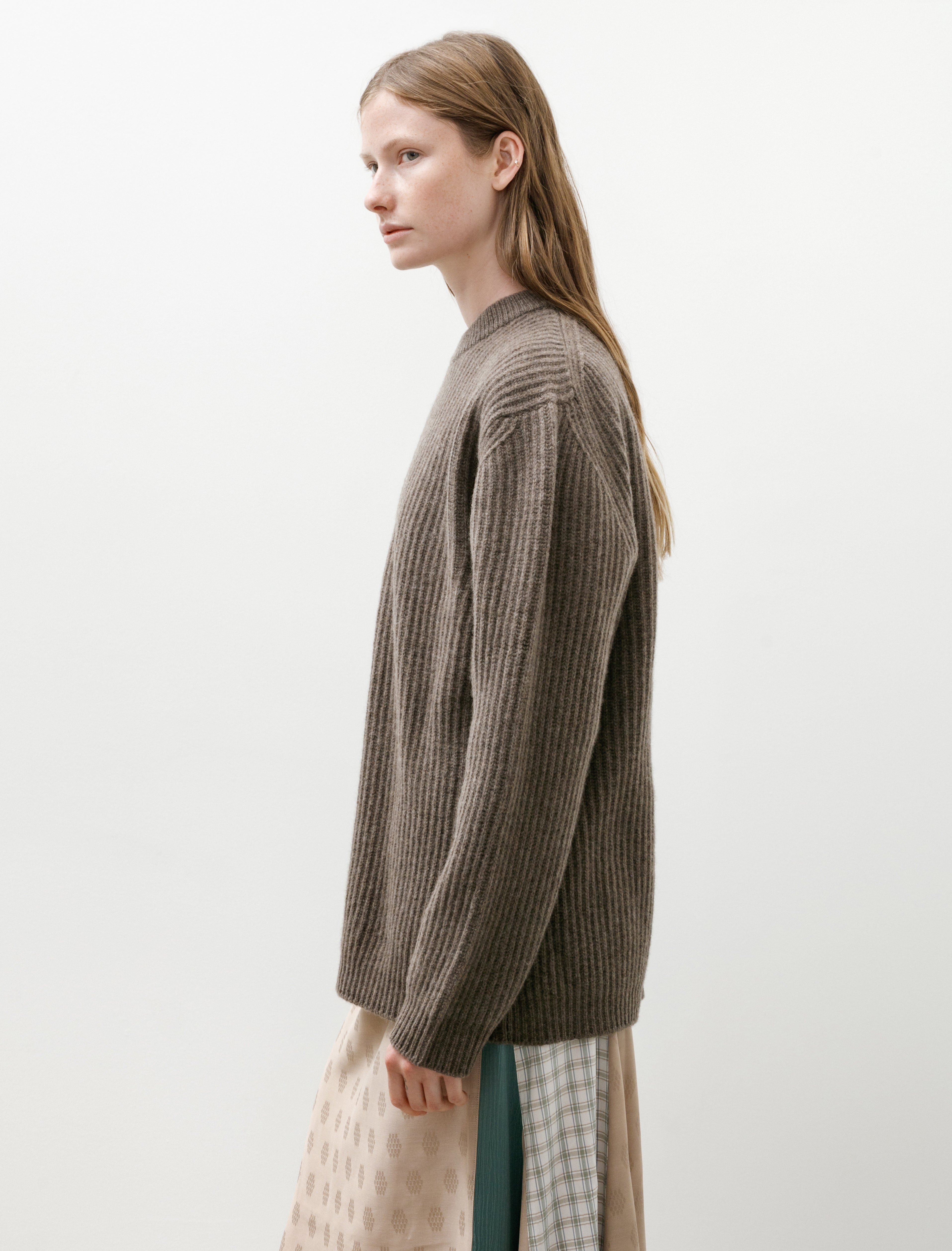 Cristaseya Ribbed Flannel Sweater Brown