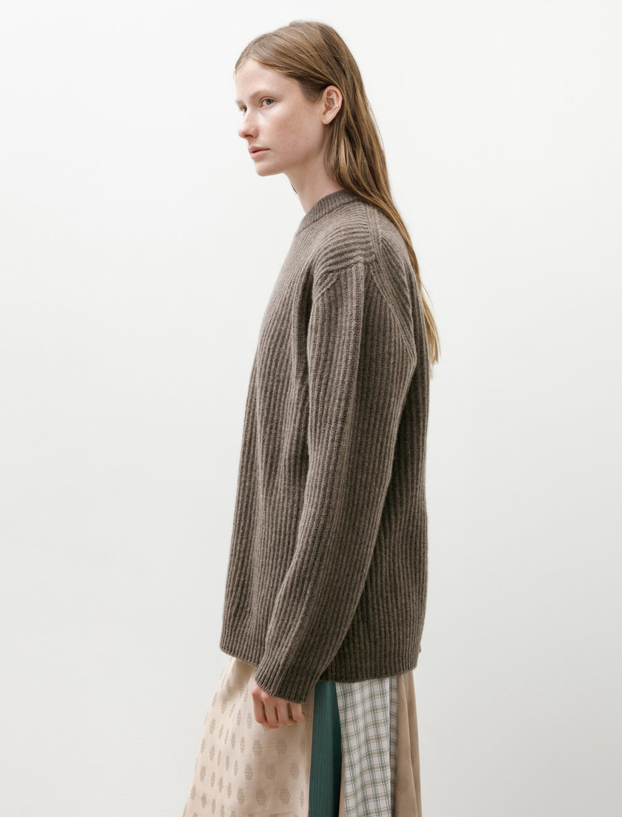 Ribbed Flannel Sweater Brown - Image 3