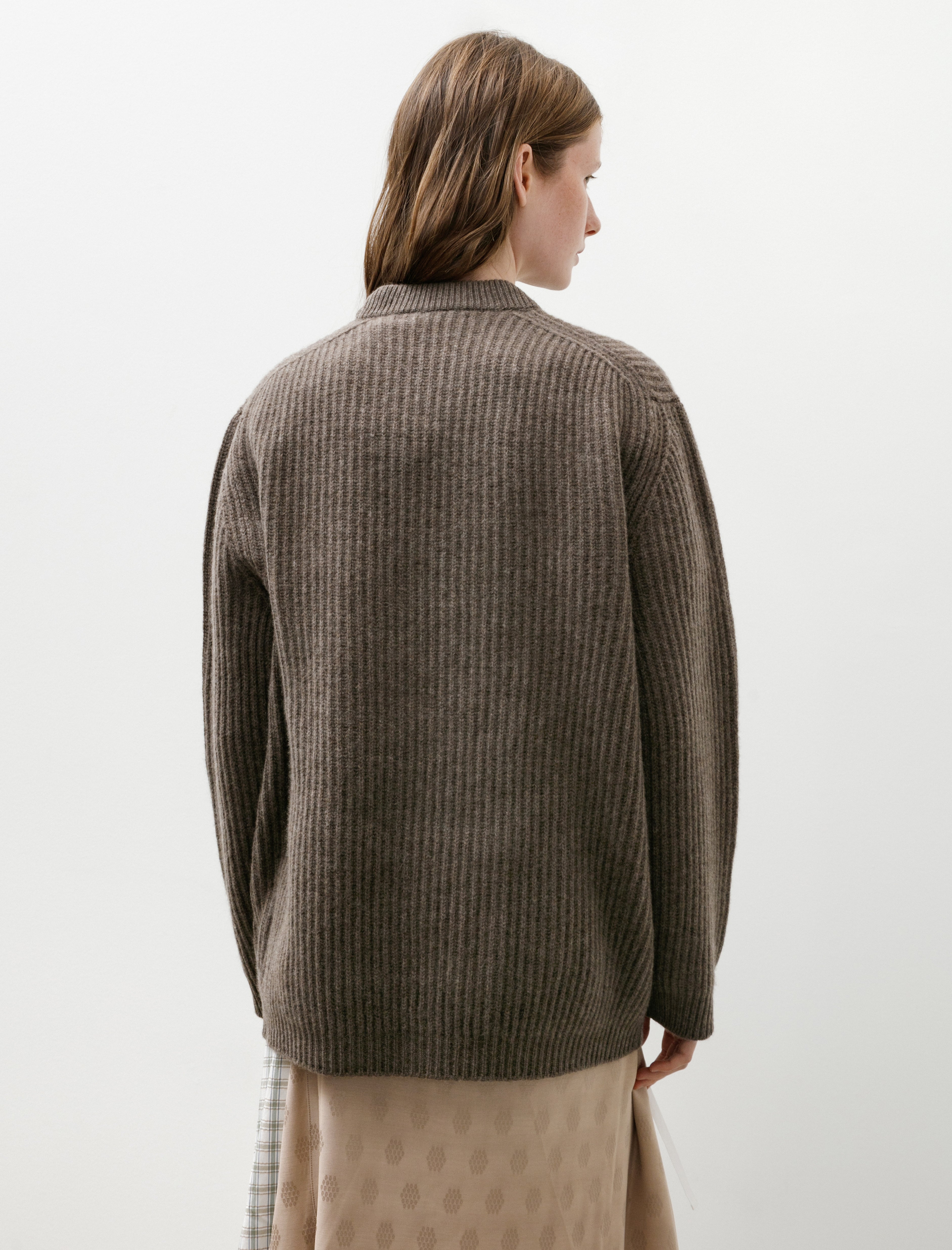 Cristaseya Ribbed Flannel Sweater Brown