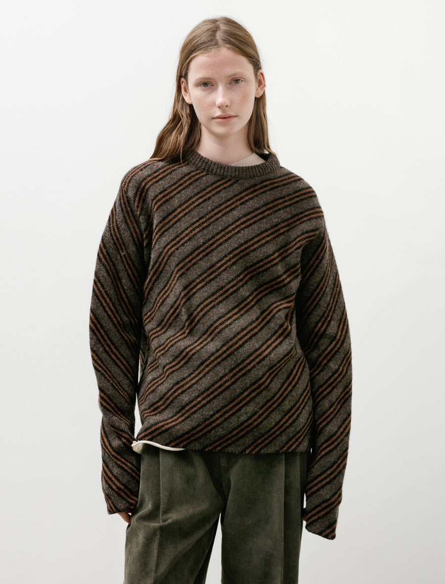 Diagonal Striped Sweater Taupe/Brown - Image 1