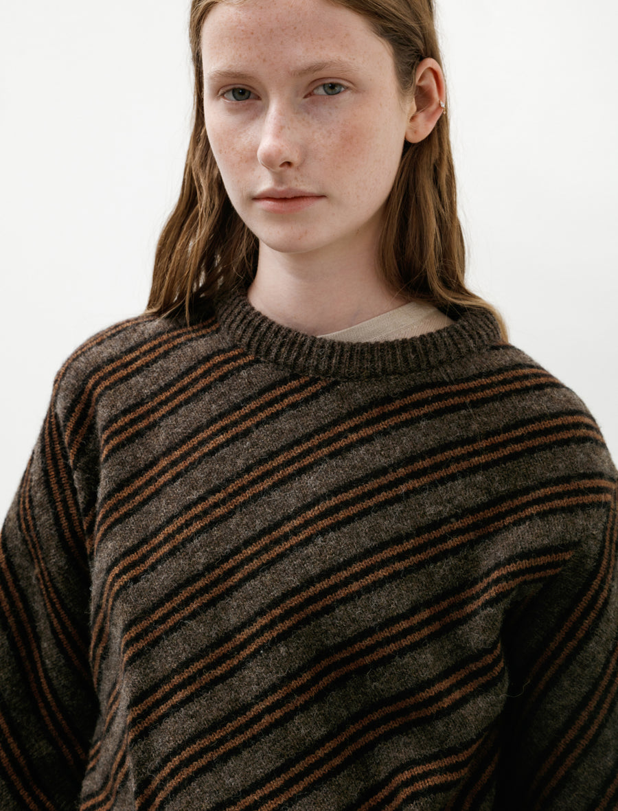 Diagonal Striped Sweater Taupe/Brown - Image 4