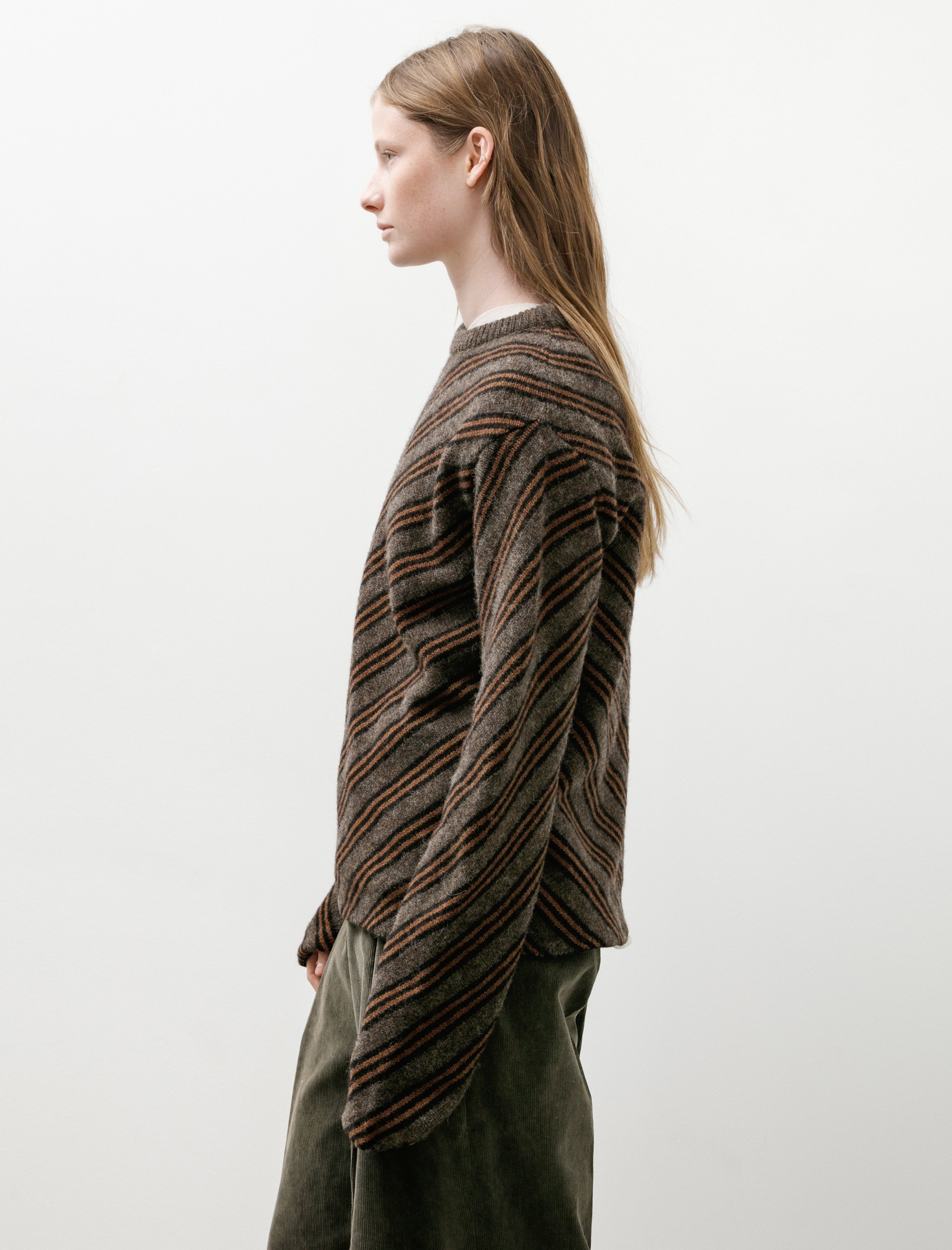 Cristaseya Diagonal Striped Sweater Taupe/Brown