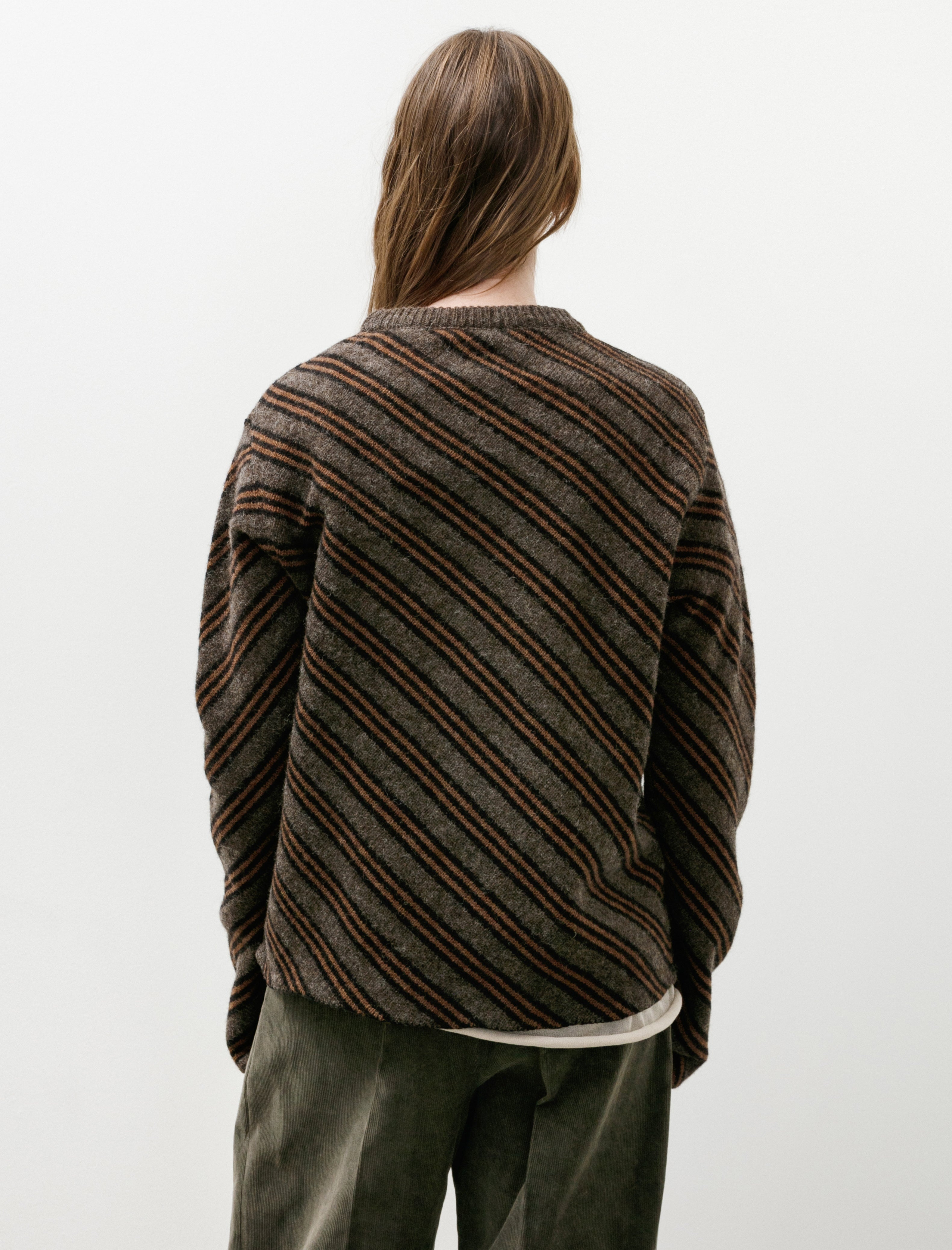Cristaseya Diagonal Striped Sweater Taupe/Brown