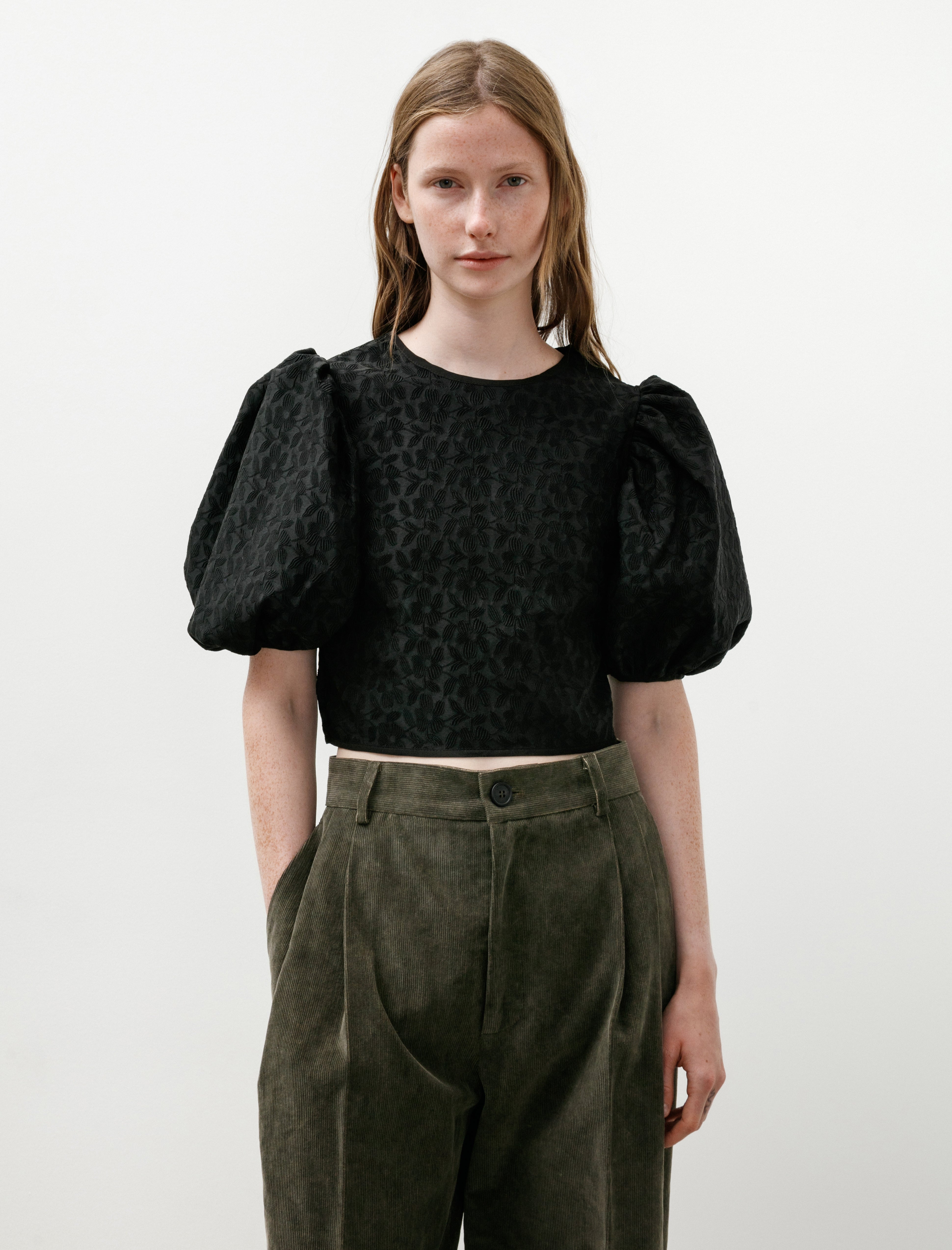 Cecilie Bahnsen Faris Top Begonia Jacquard Black