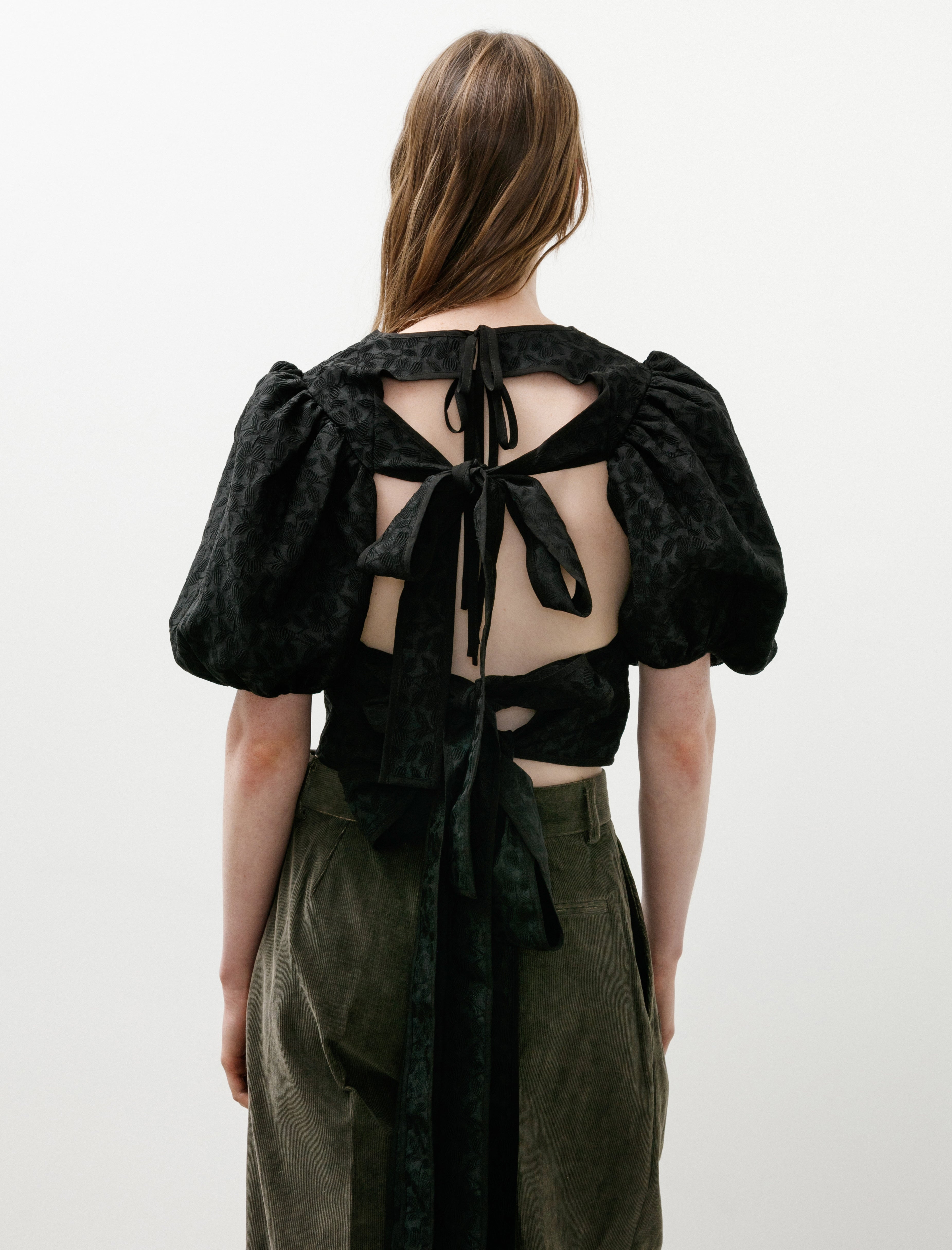 Cecilie Bahnsen Faris Top Begonia Jacquard Black