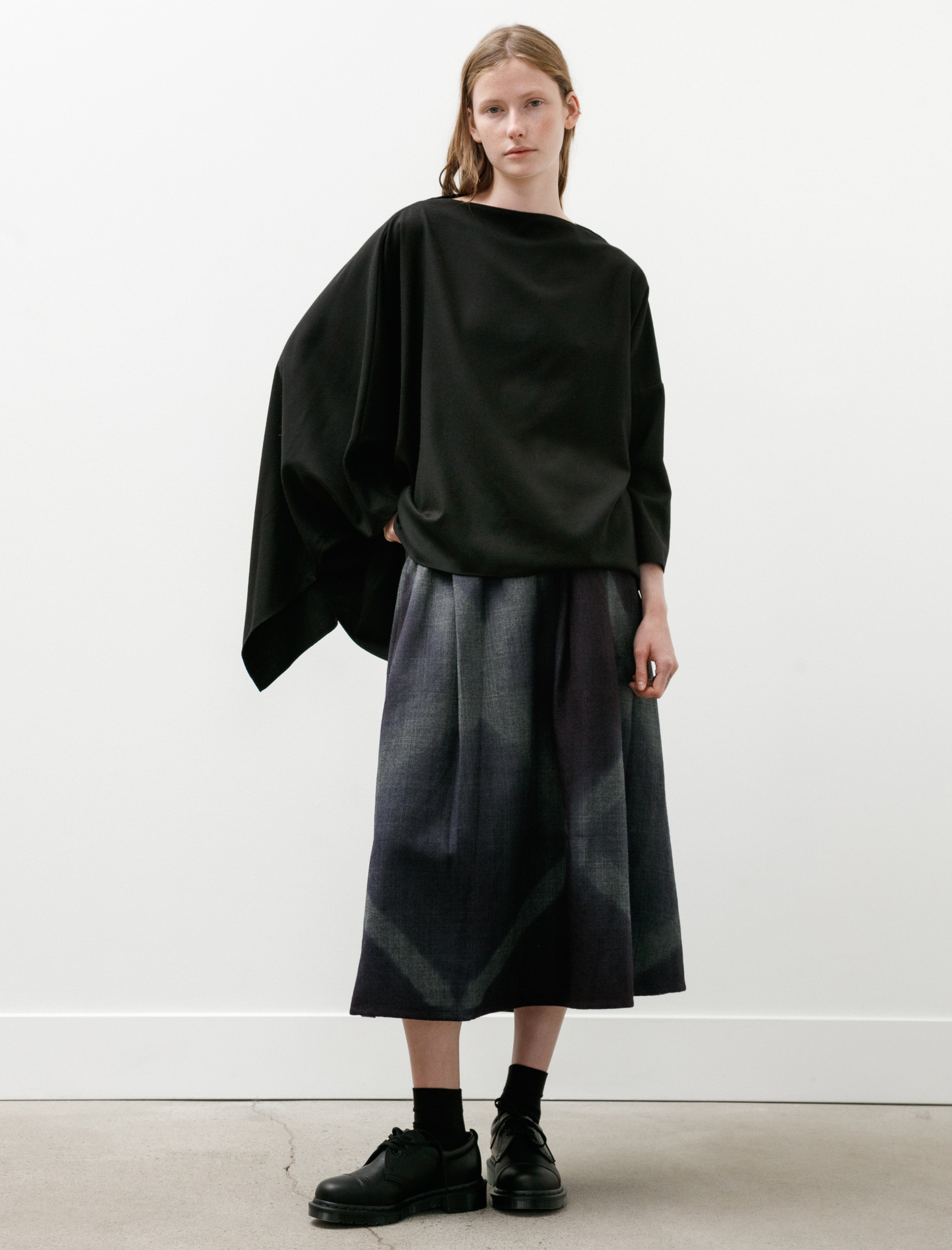 Dusan Asymmetrical T-Shirt Twill Flanella Black