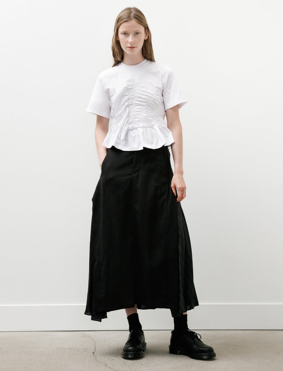 Pinstripe Panel Flare Skirt Black - Image 1