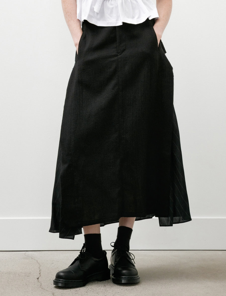 Pinstripe Panel Flare Skirt Black - Image 4