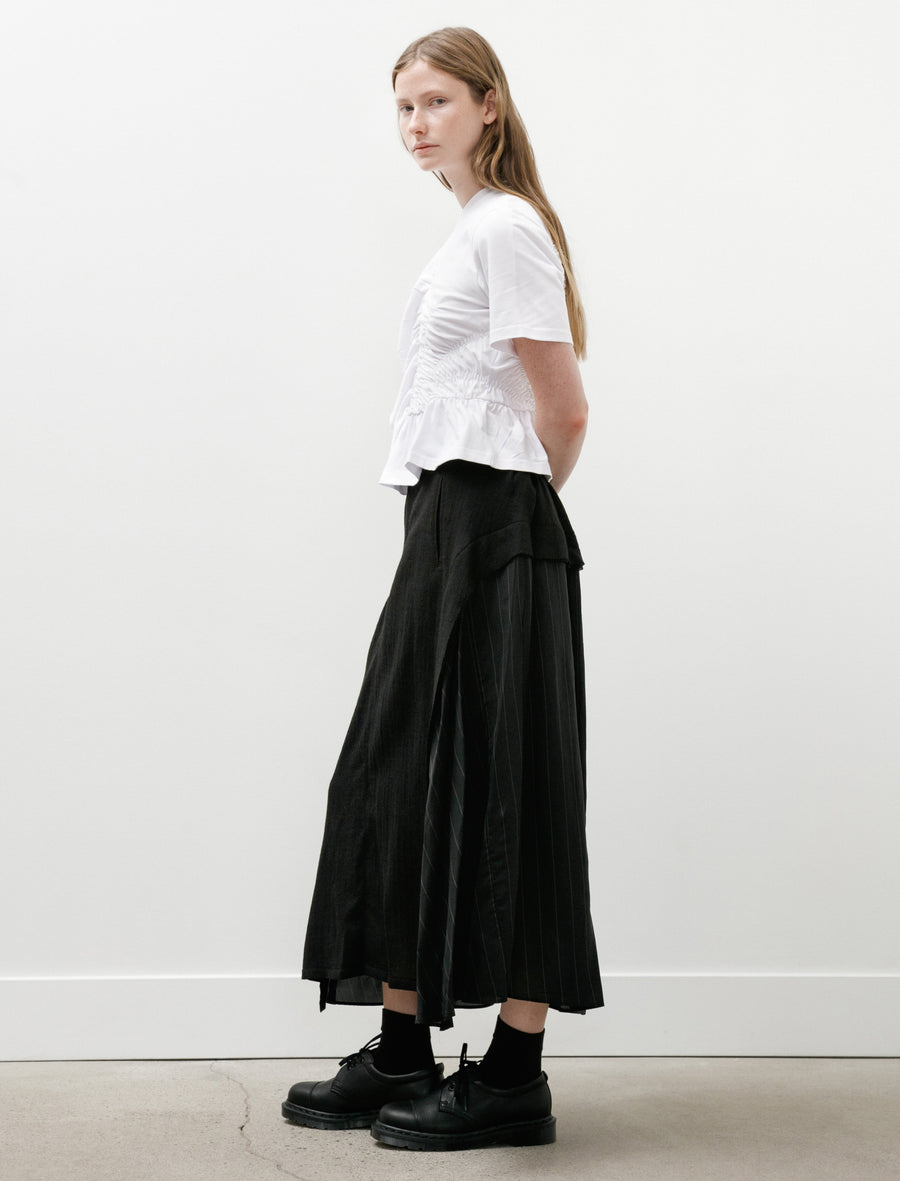 Pinstripe Panel Flare Skirt Black - Image 3