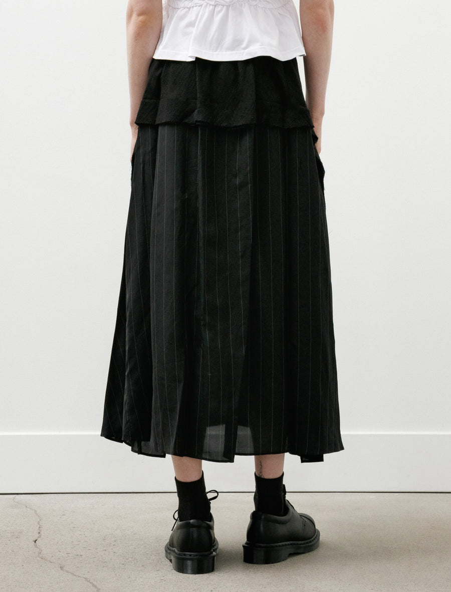 Pinstripe Panel Flare Skirt Black - Image 6