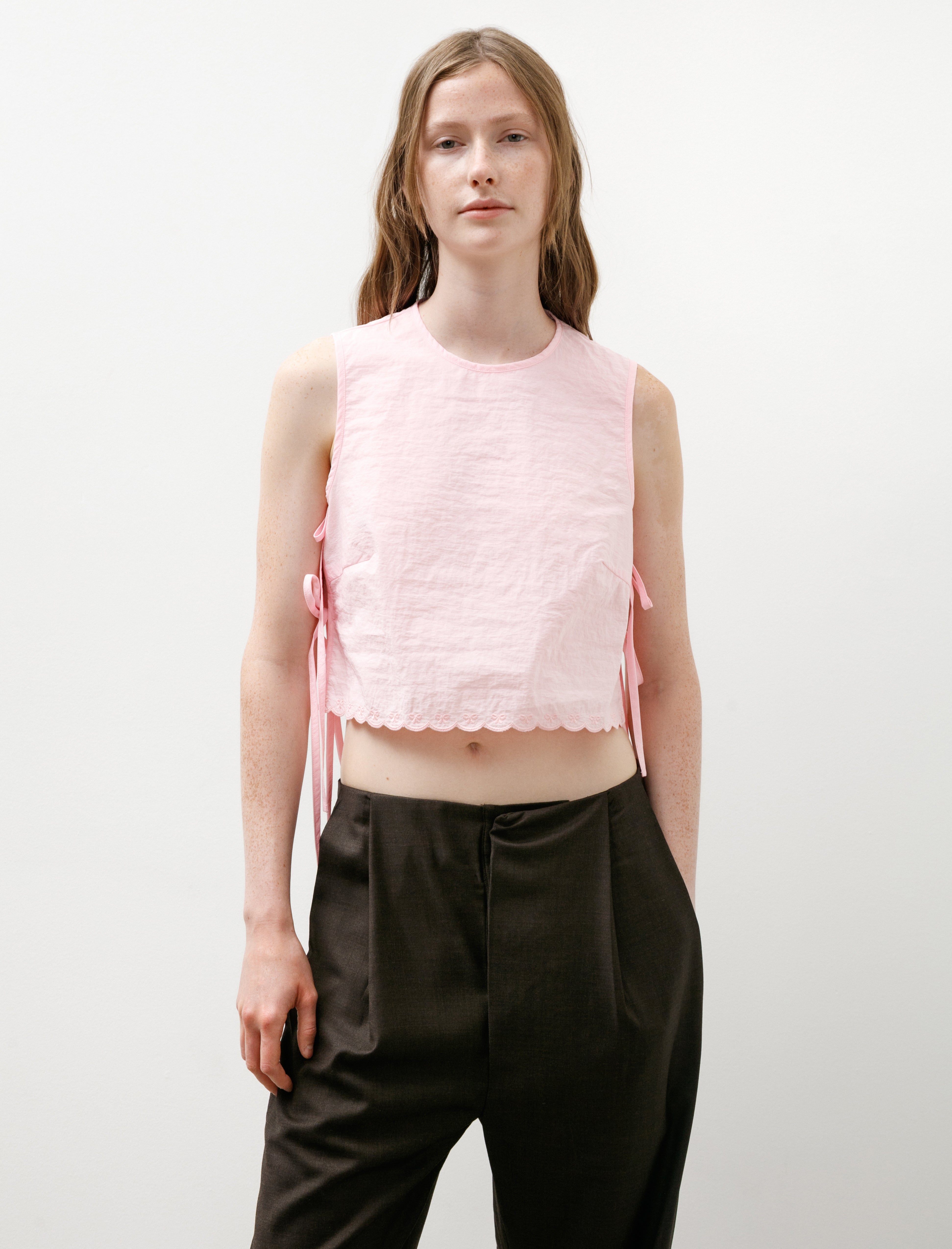 Cecilie Bahnsen Feeba Top Embroidered Taffeta Vibrant Pink
