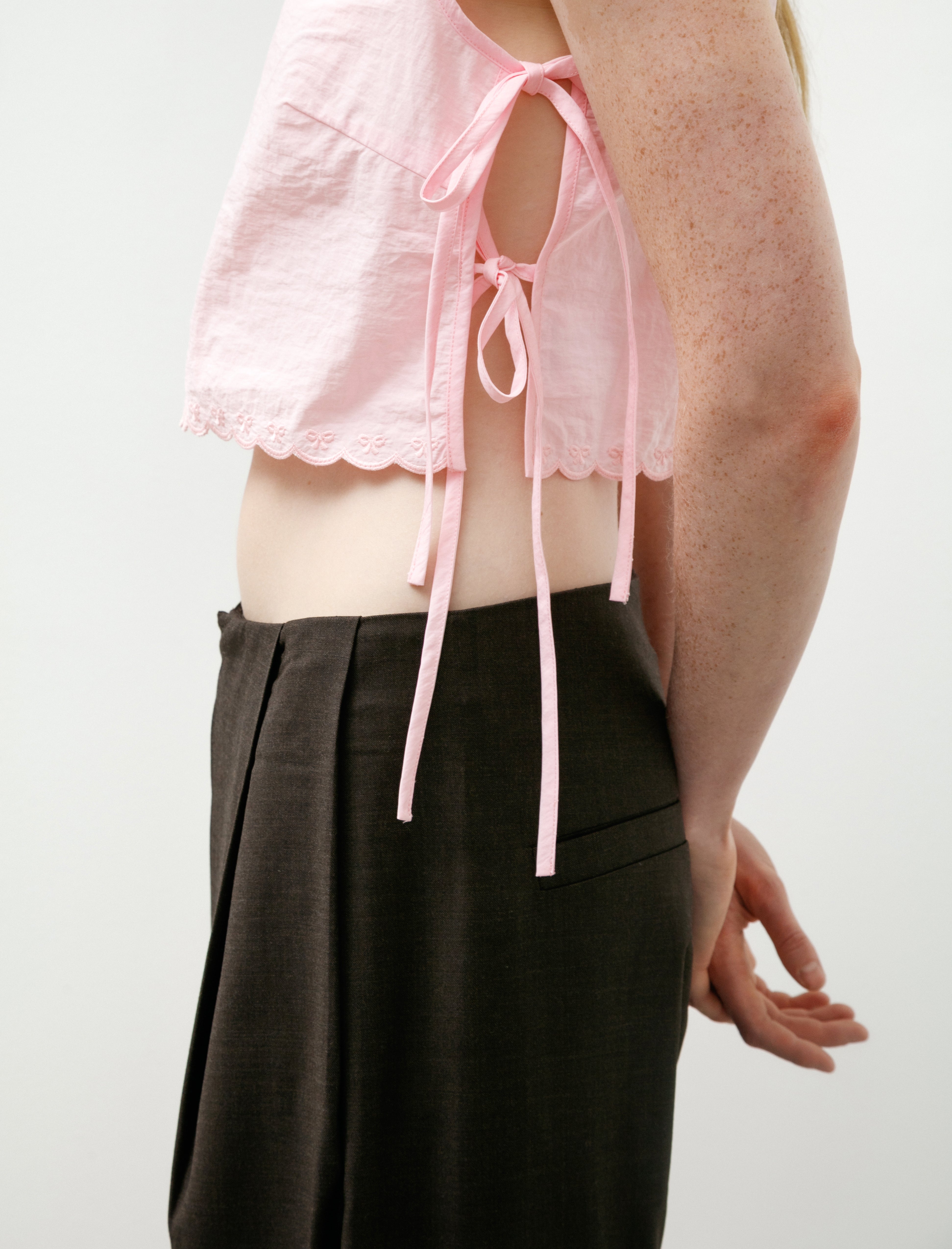 Cecilie Bahnsen Feeba Top Embroidered Taffeta Vibrant Pink
