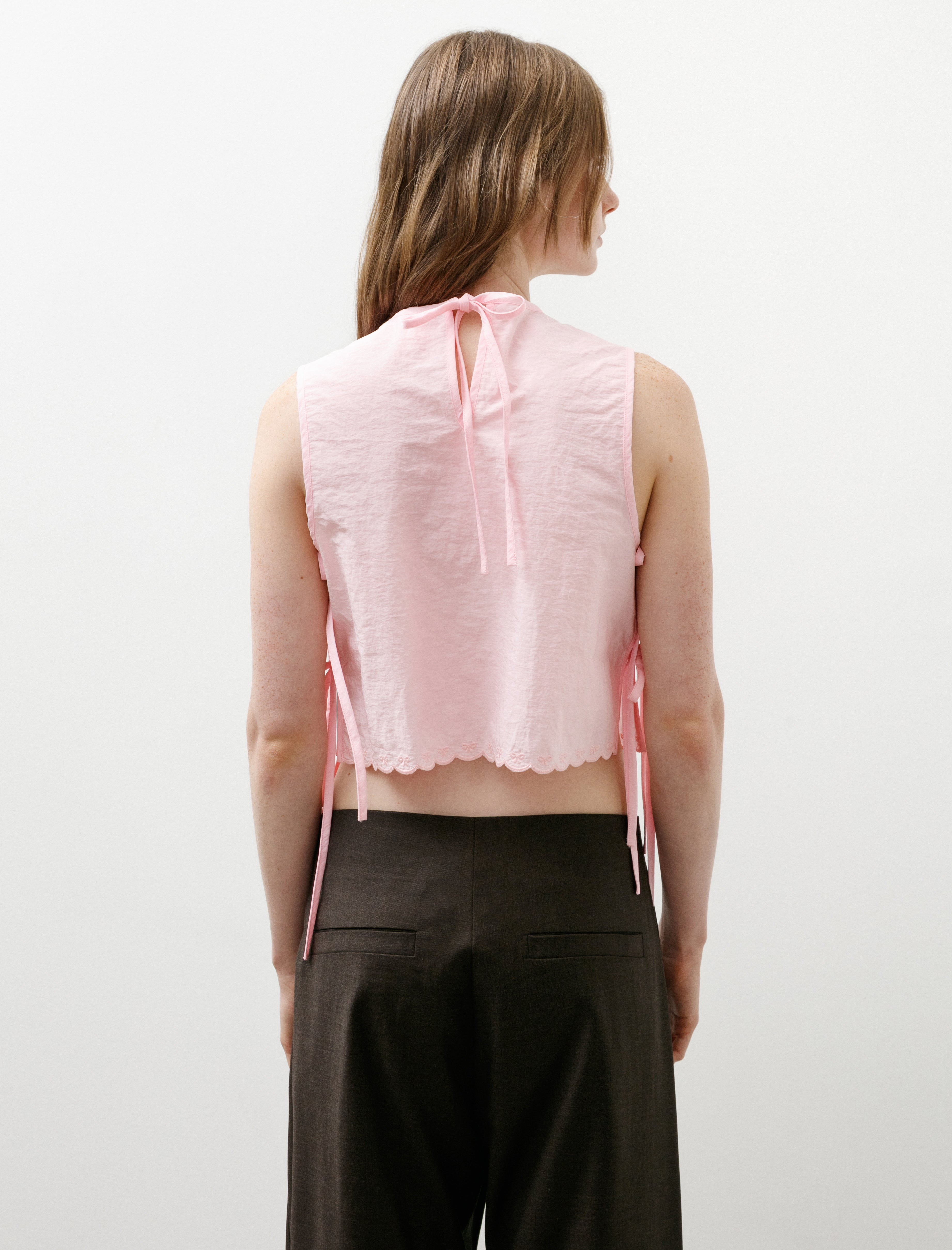 Cecilie Bahnsen Feeba Top Embroidered Taffeta Vibrant Pink