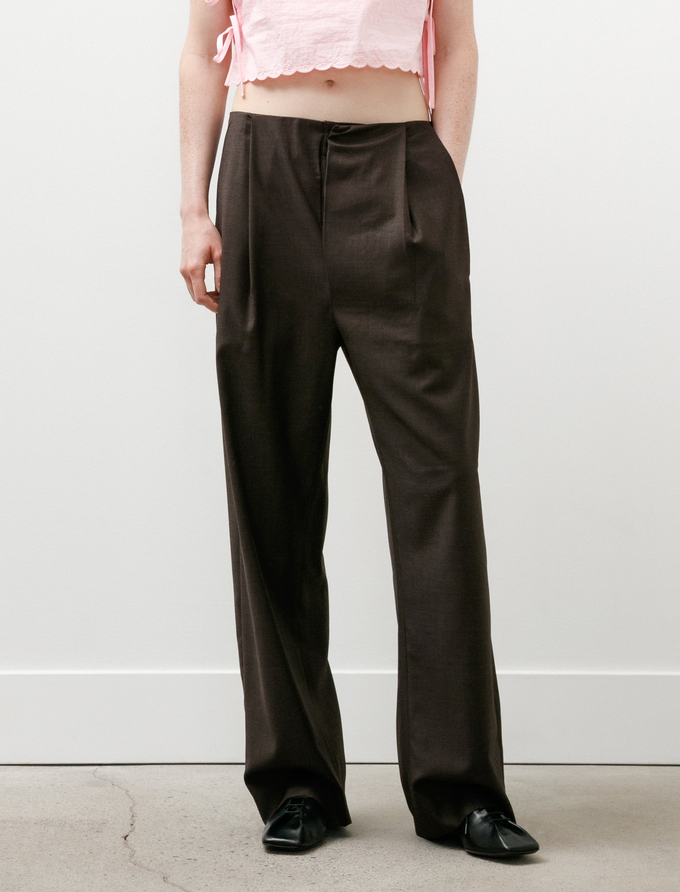 Gabriela Coll No.343 Fine Wool Pleated Trousers Brown