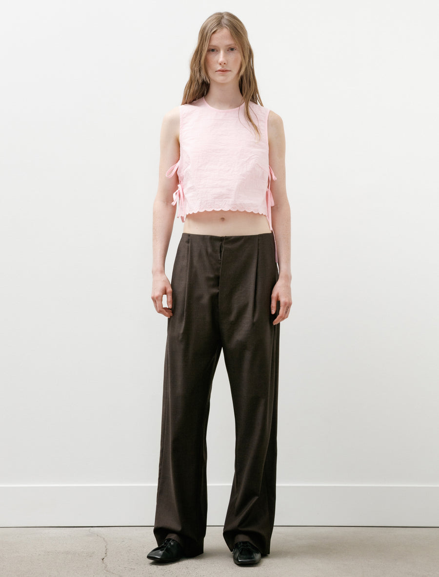 No.343 Fine Wool Pleated Trousers Brown - Image 1