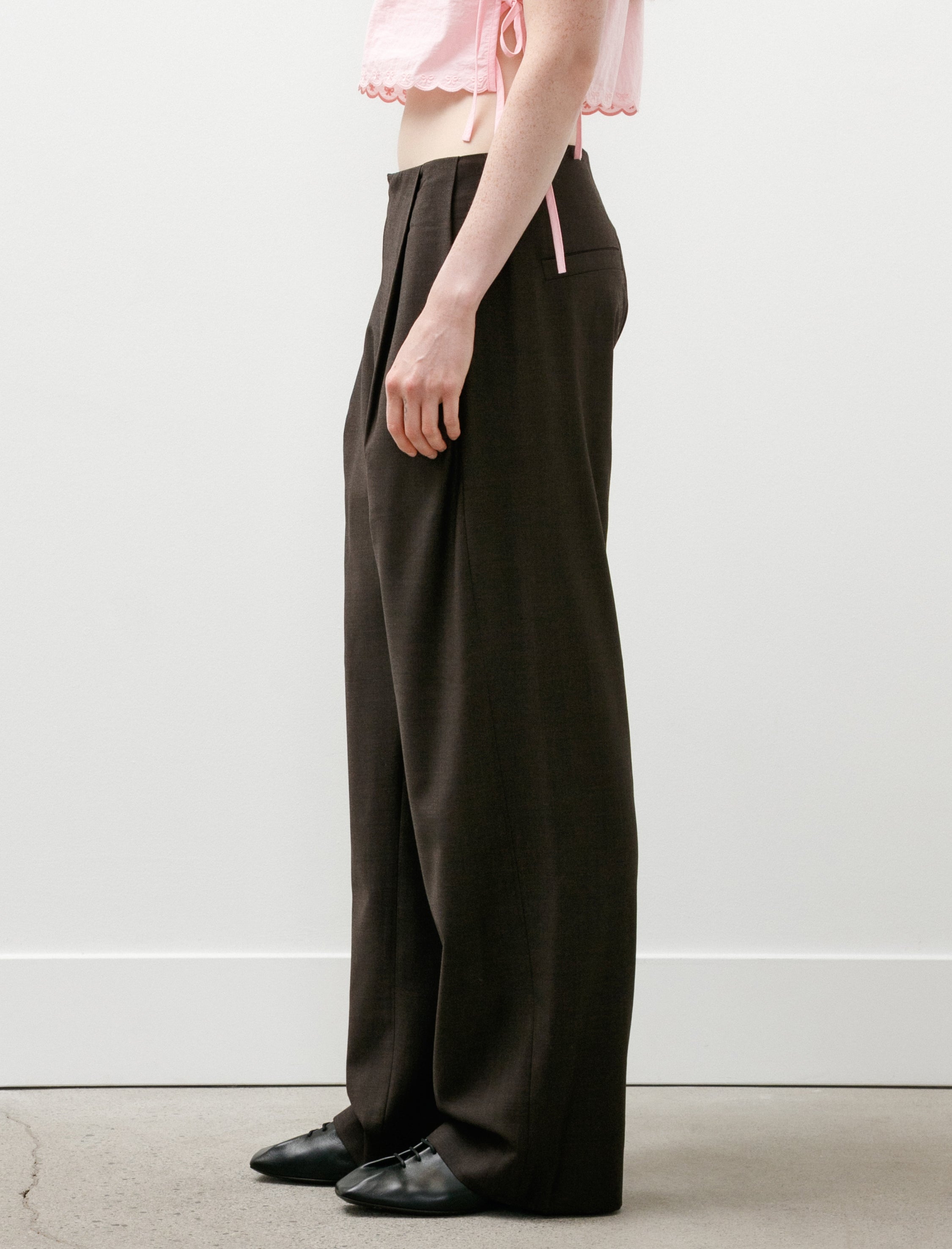 Gabriela Coll No.343 Fine Wool Pleated Trousers Brown