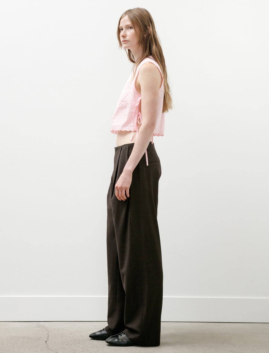 No.343 Fine Wool Pleated Trousers Brown - Image 3