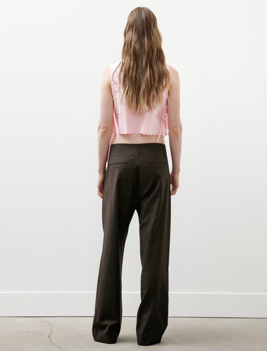 No.343 Fine Wool Pleated Trousers Brown - Image 2