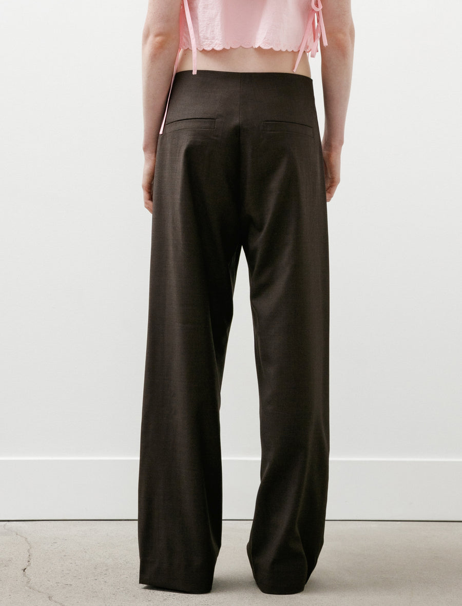 No.343 Fine Wool Pleated Trousers Brown - Image 6