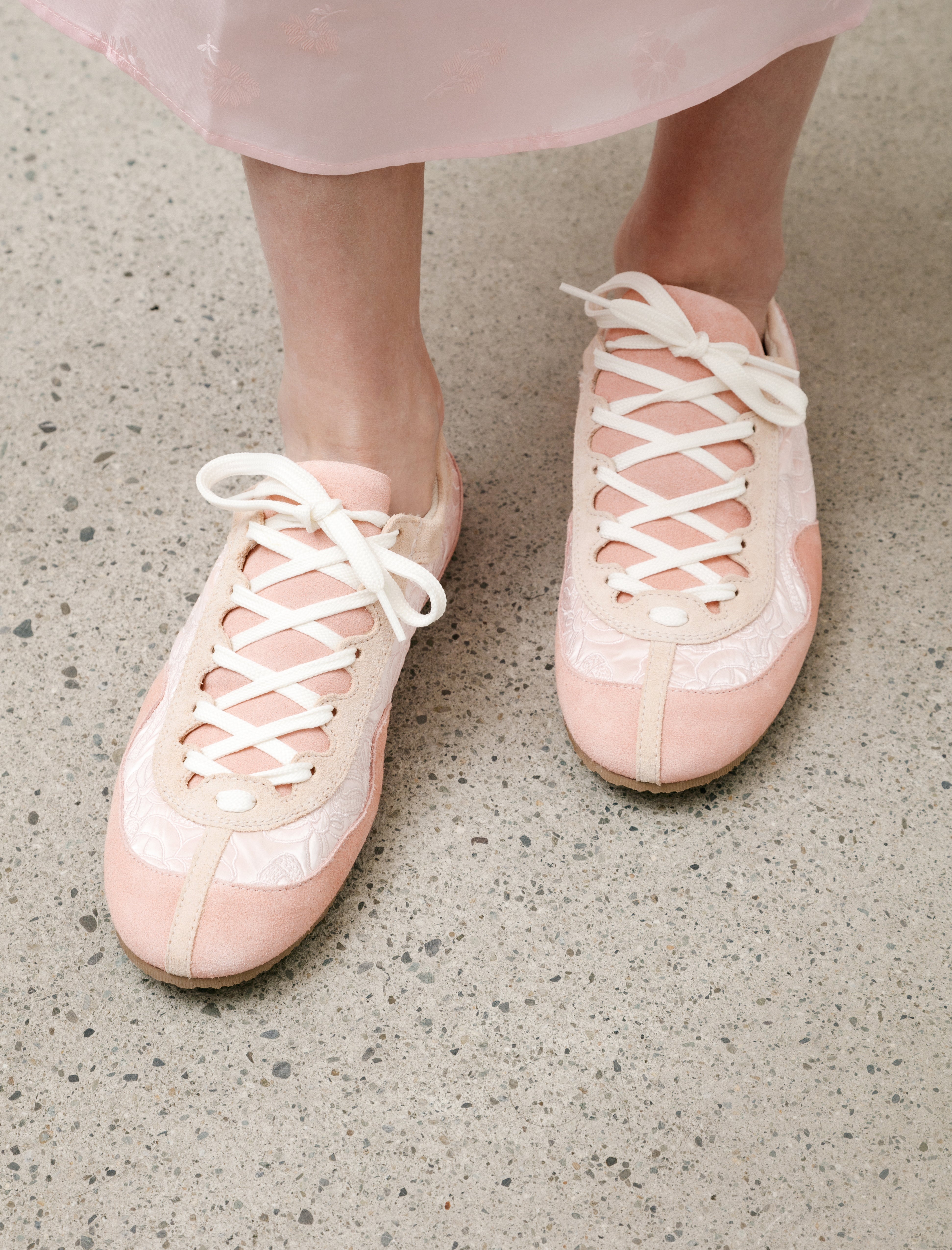 Cecilie Bahnsen Blaise Soft Sneakers Suede Nylon Blush Pink