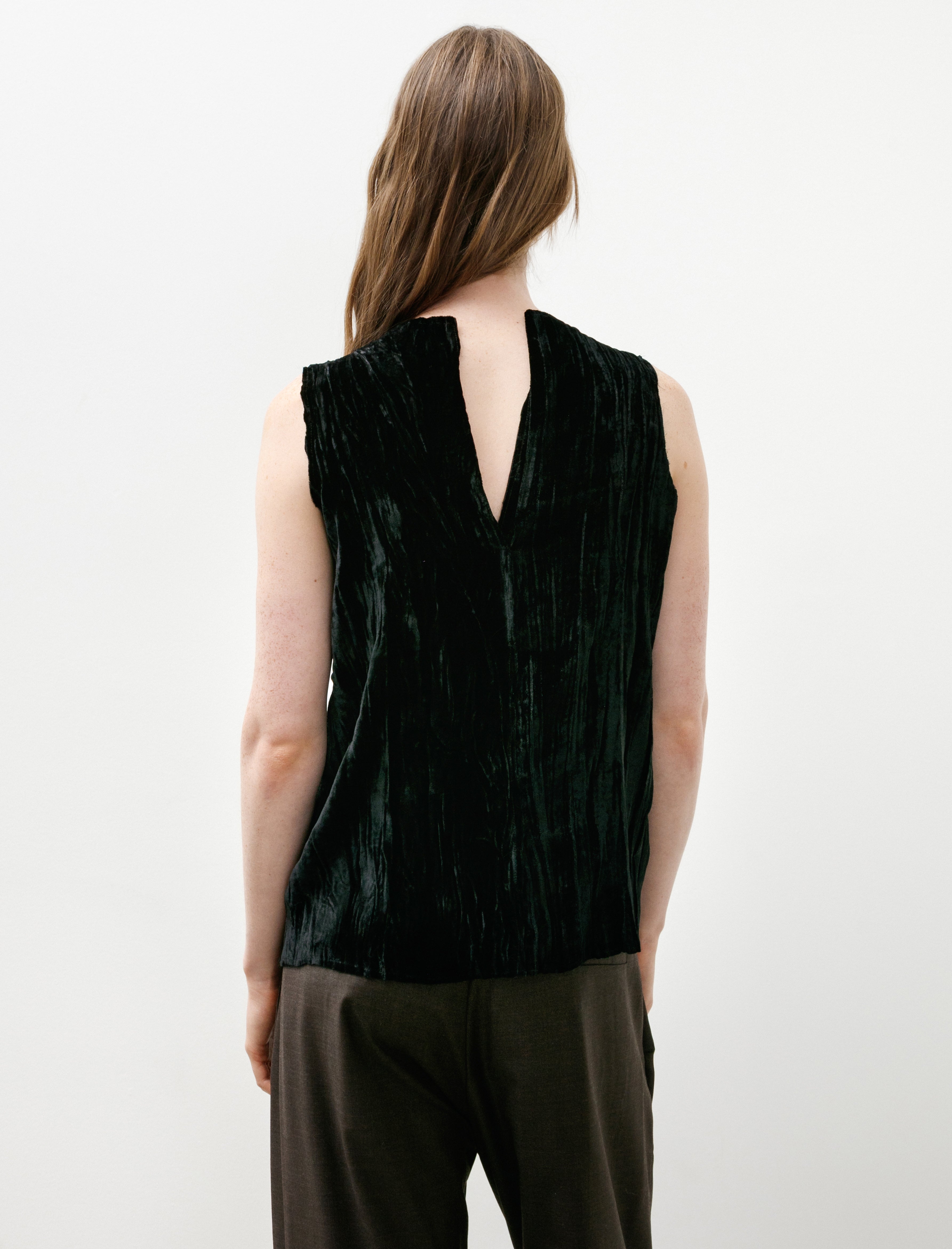 Gabriela Coll No.322 Silk Velvet Center Seams Top Black