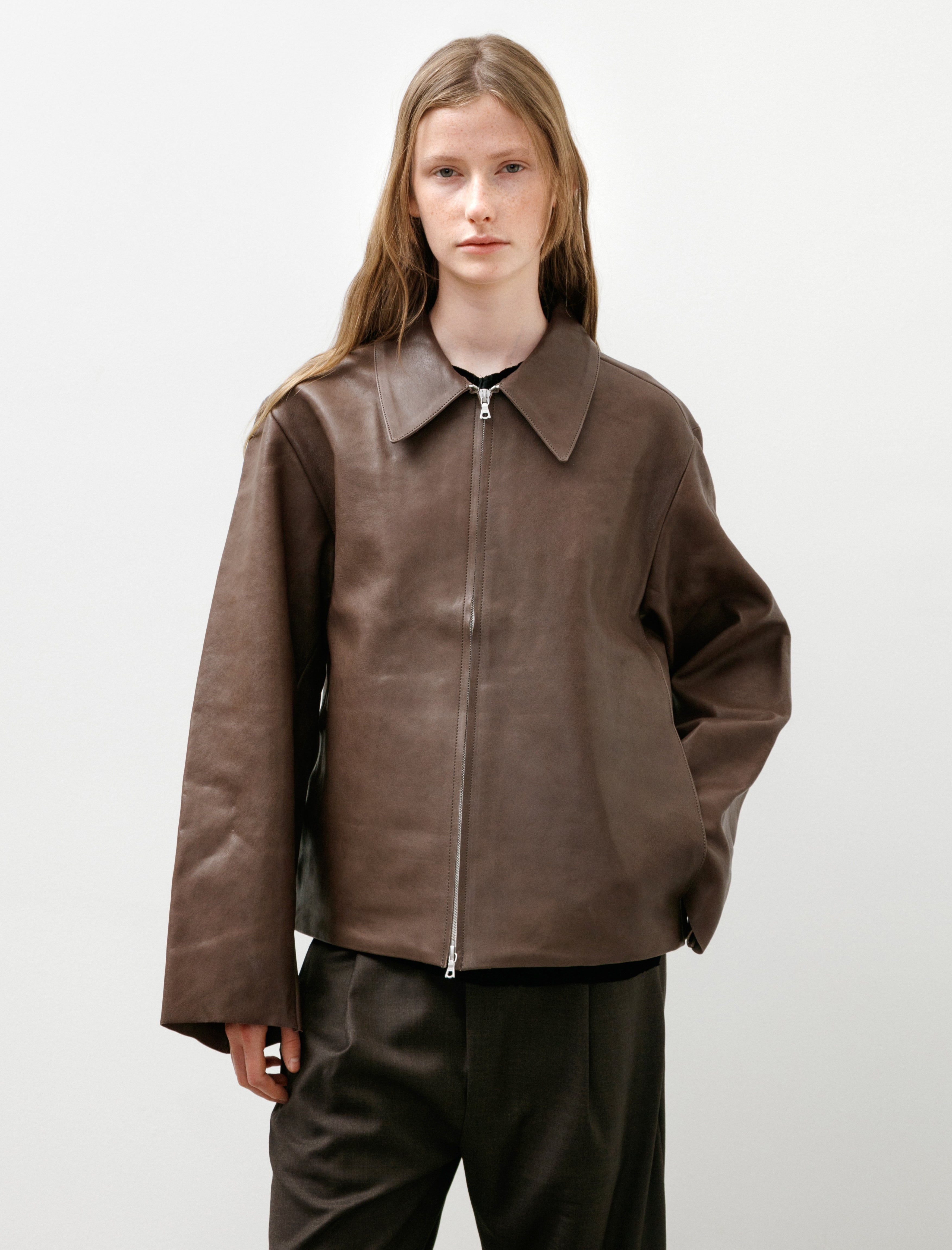 Gabriela Coll No.285 Leather Pocket Jacket Dust Lambskin