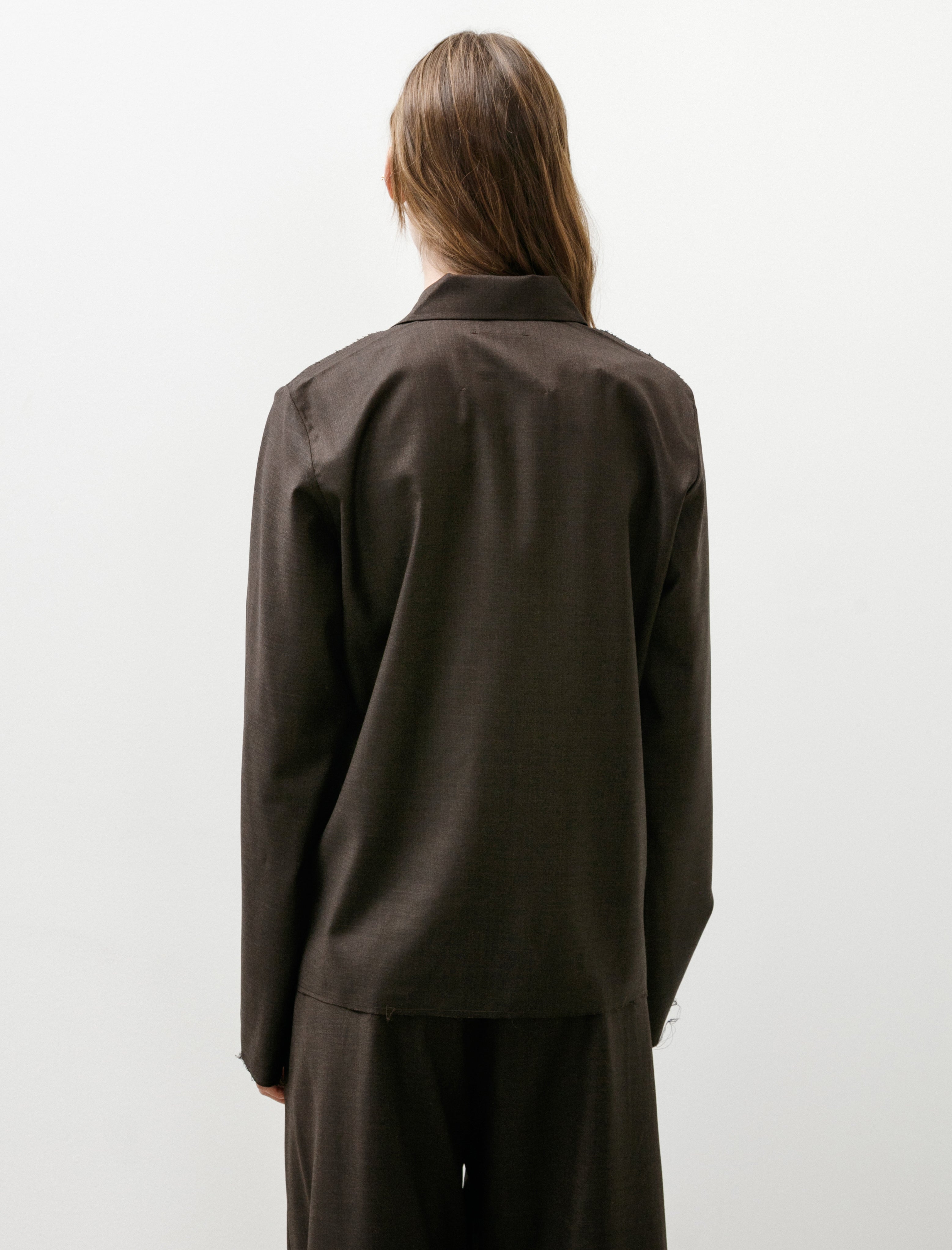 Gabriela Coll No.273 Fine Wool Zipper Shirt Brown
