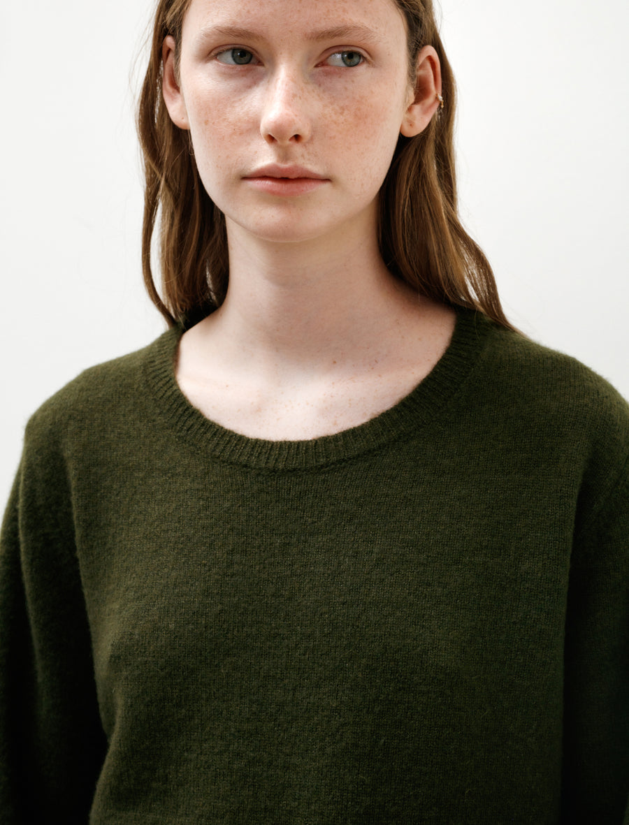 No.344 Cashmere Silk Pullover Dark Green - Image 3