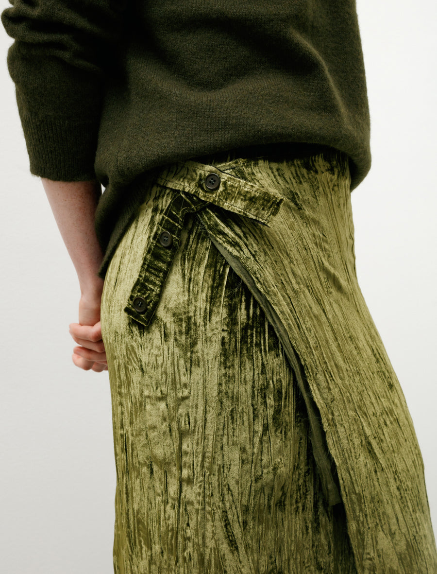 No.304 Silk Velvet Wrap Skirt Green - Image 5