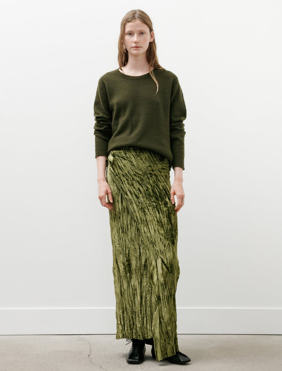 No.304 Silk Velvet Wrap Skirt Green - Image 4