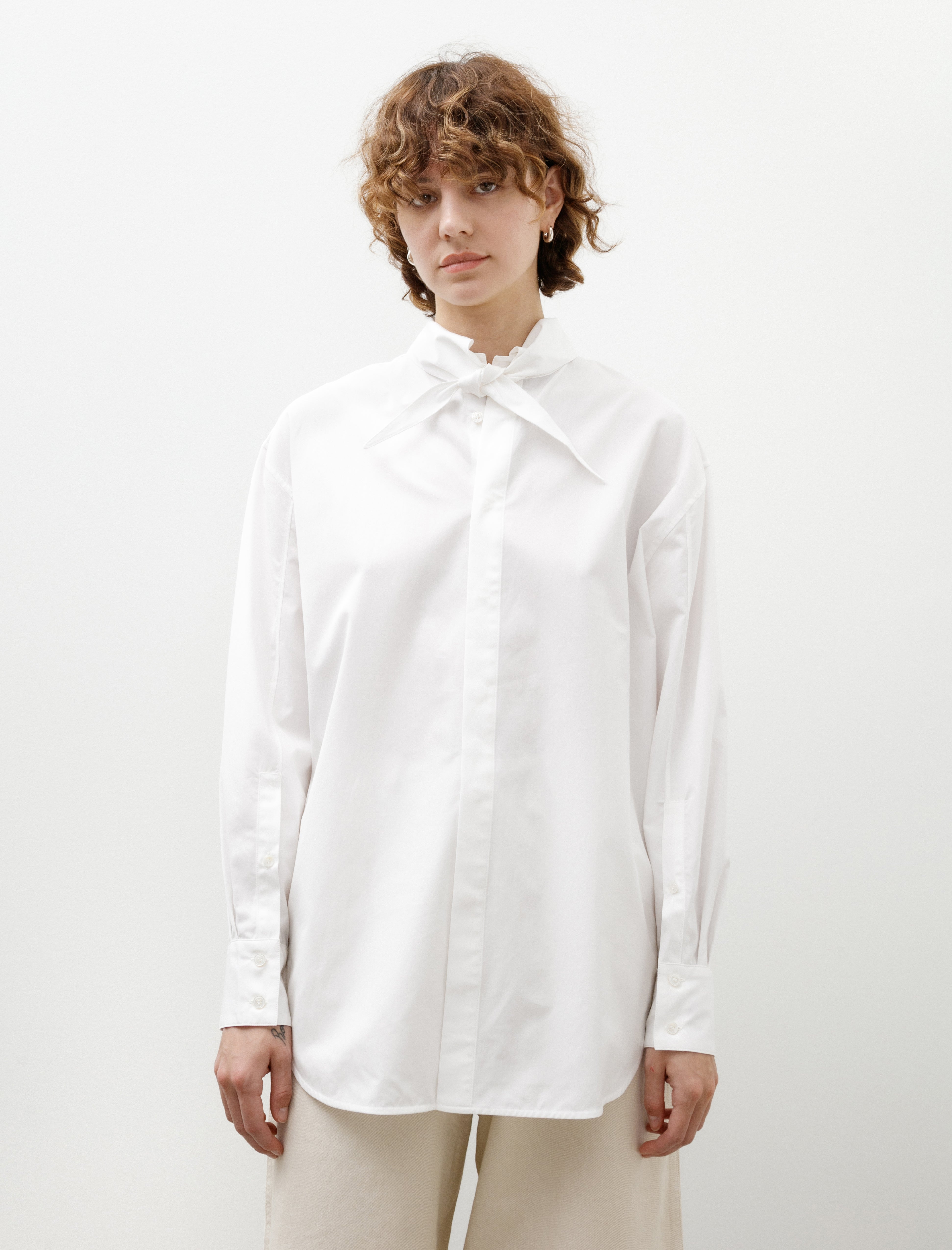 Kanako Sakai Reversible Embroidered Shirt White