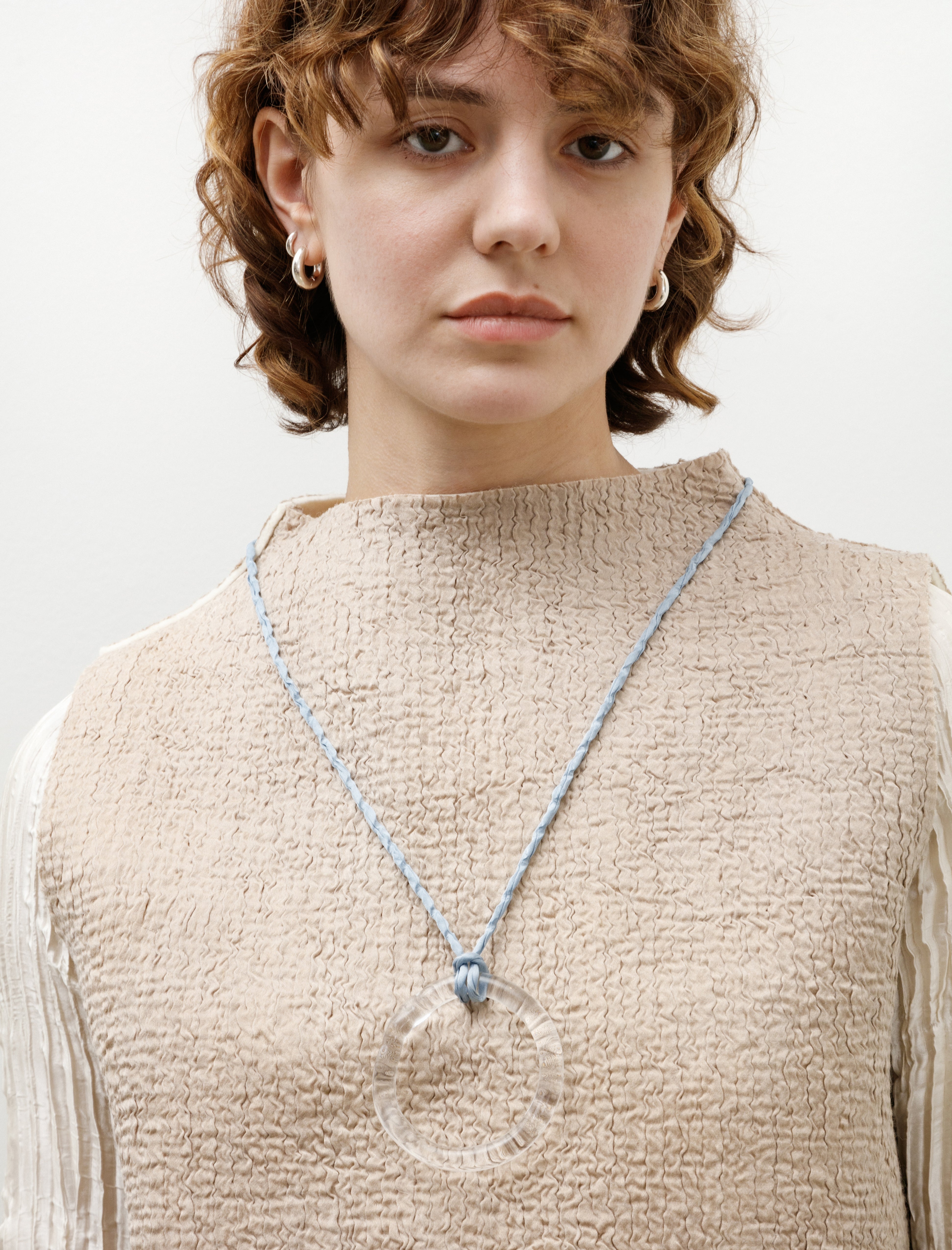 Azur Handblown Glass Necklace Large Light Indigo