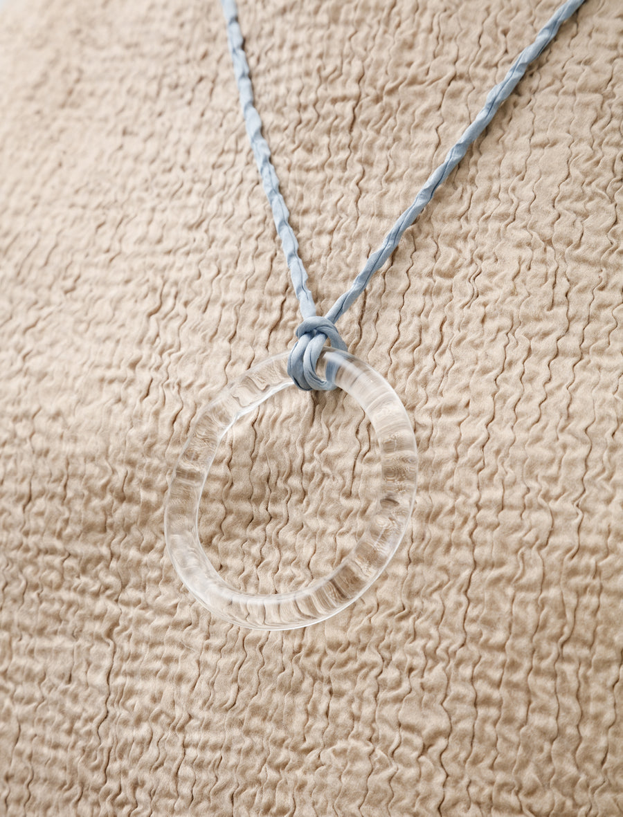 Handblown Glass Necklace Large Light Indigo - Image 4